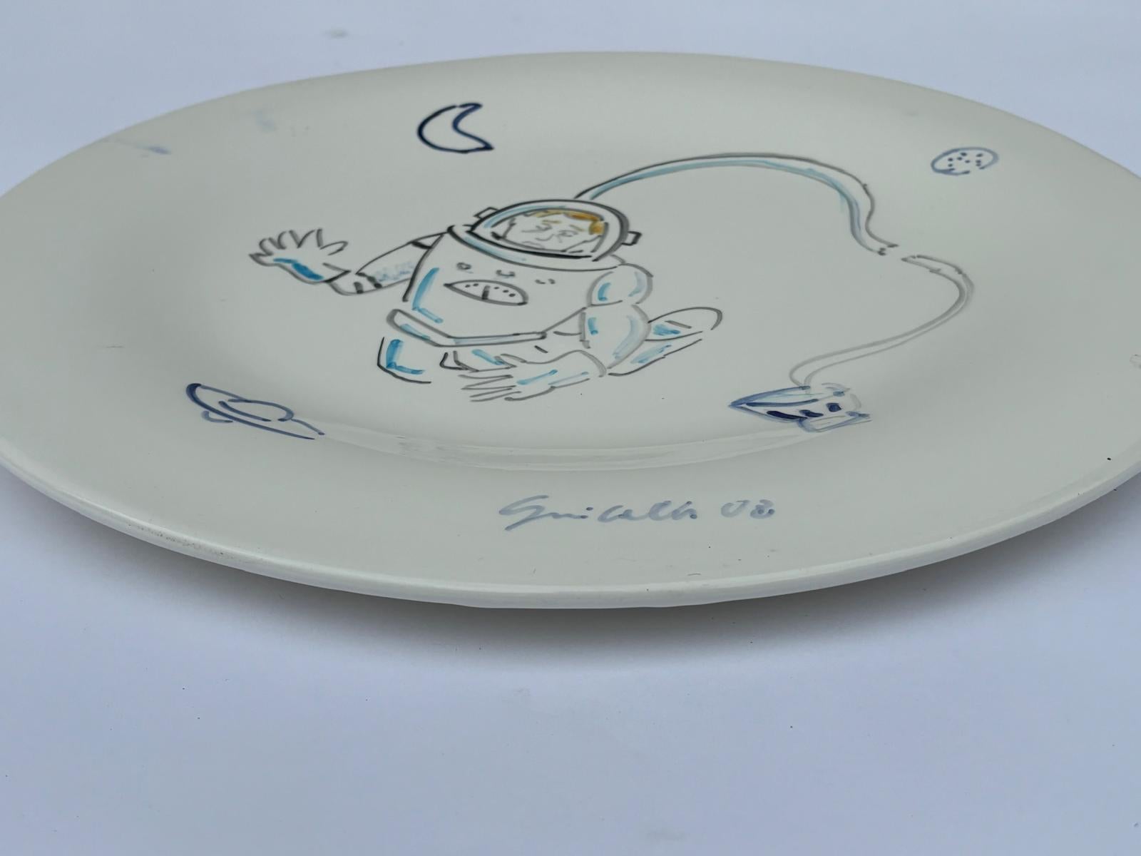 Contemporary Italian Ceramic Plate Unique Piece by Gianni Cella For Sale
