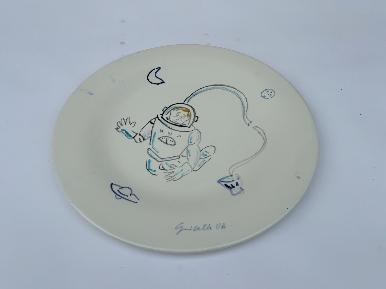 Italian Ceramic Plate Unique Piece by Gianni Cella For Sale 2