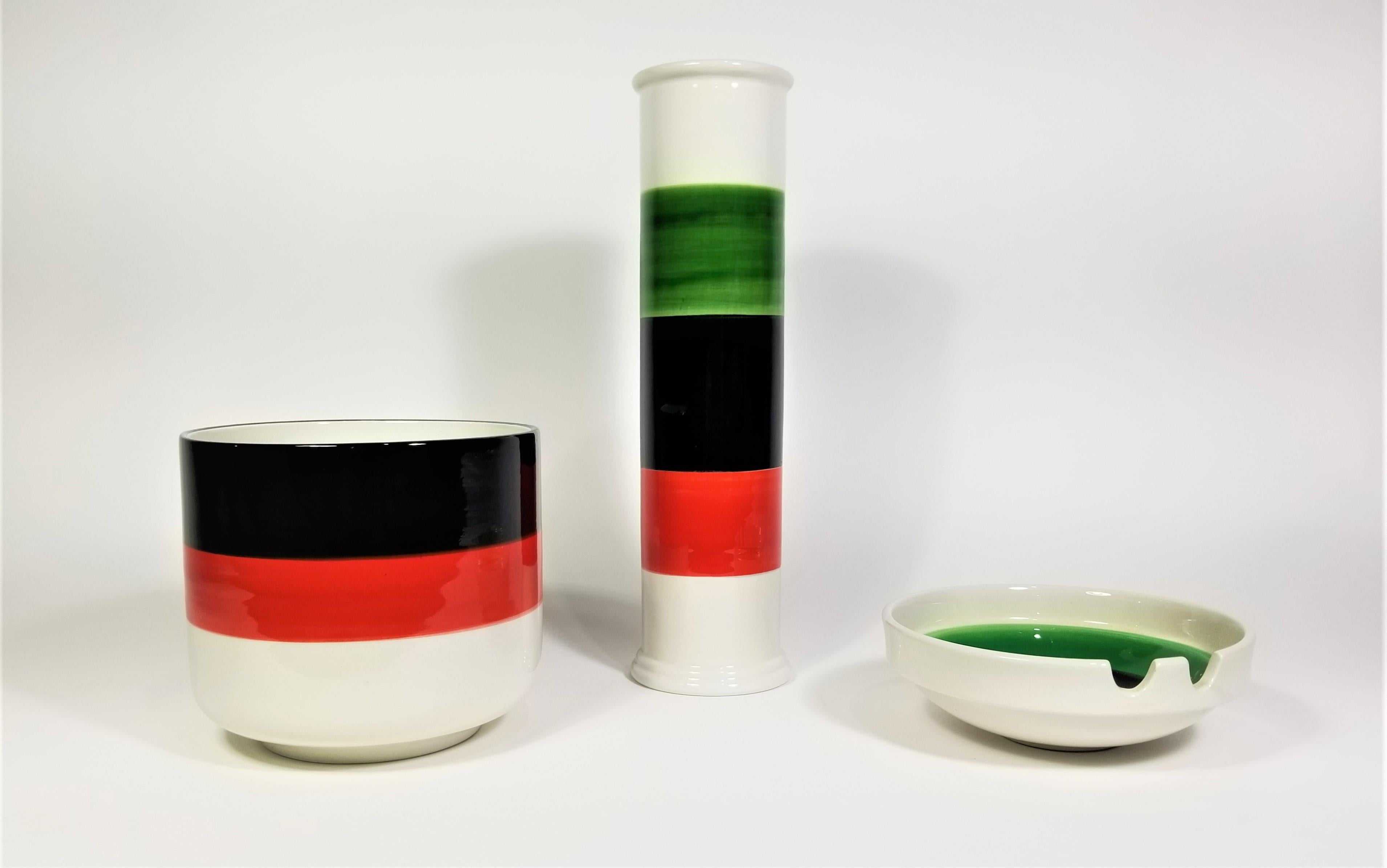 3teiliger Aschenbecher aus italienischer Keramik, Kollektion italienischer Keramik, hergestellt in Italien (Italienisch) im Angebot