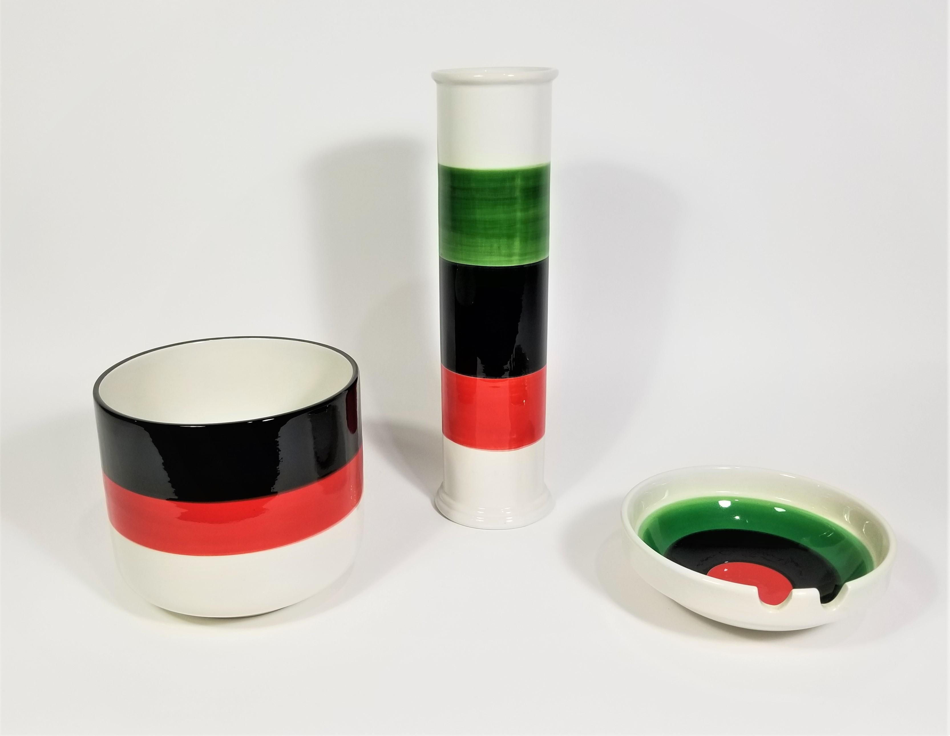 3teiliger Aschenbecher aus italienischer Keramik, Kollektion italienischer Keramik, hergestellt in Italien (20. Jahrhundert) im Angebot