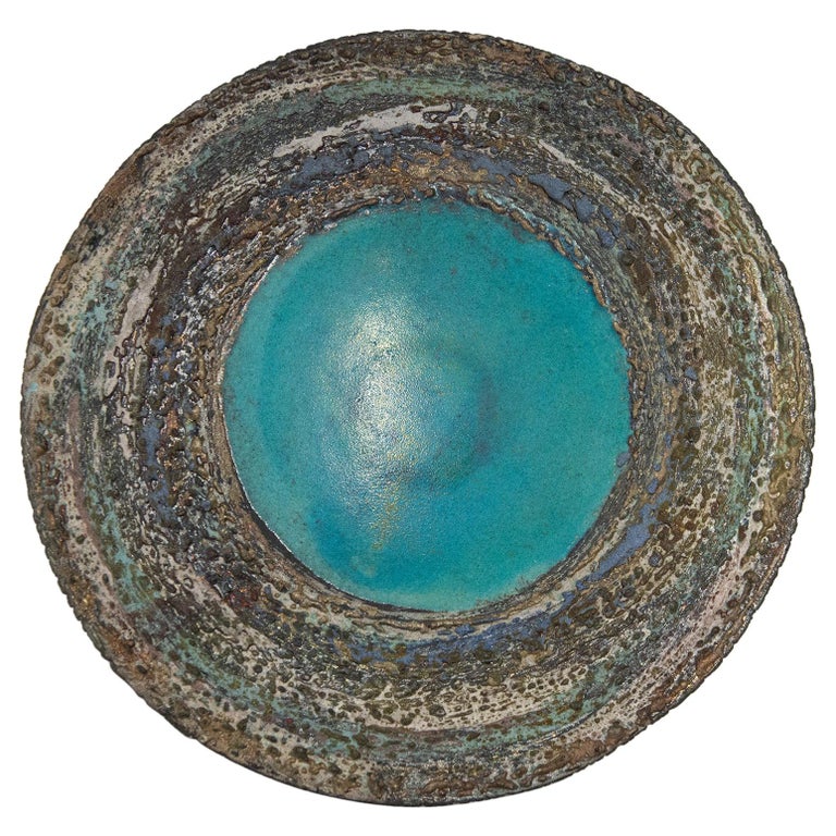 Italian Ceramic Raku Plate for Wall or Table For Sale at 1stDibs