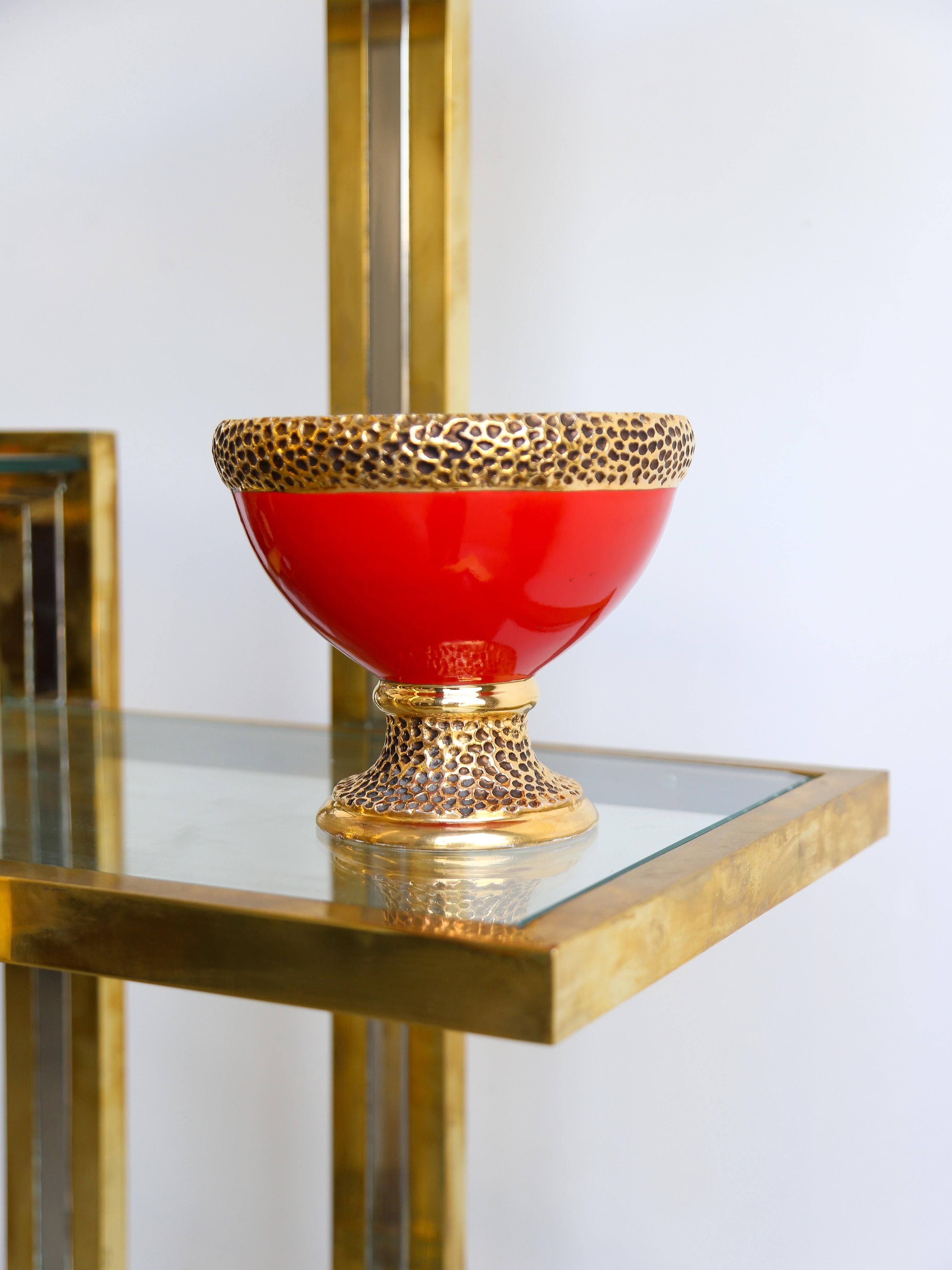 Italian Ceramic Red Bowl by Porcellane Canova Padova Italia In Good Condition For Sale In Byron Bay, NSW
