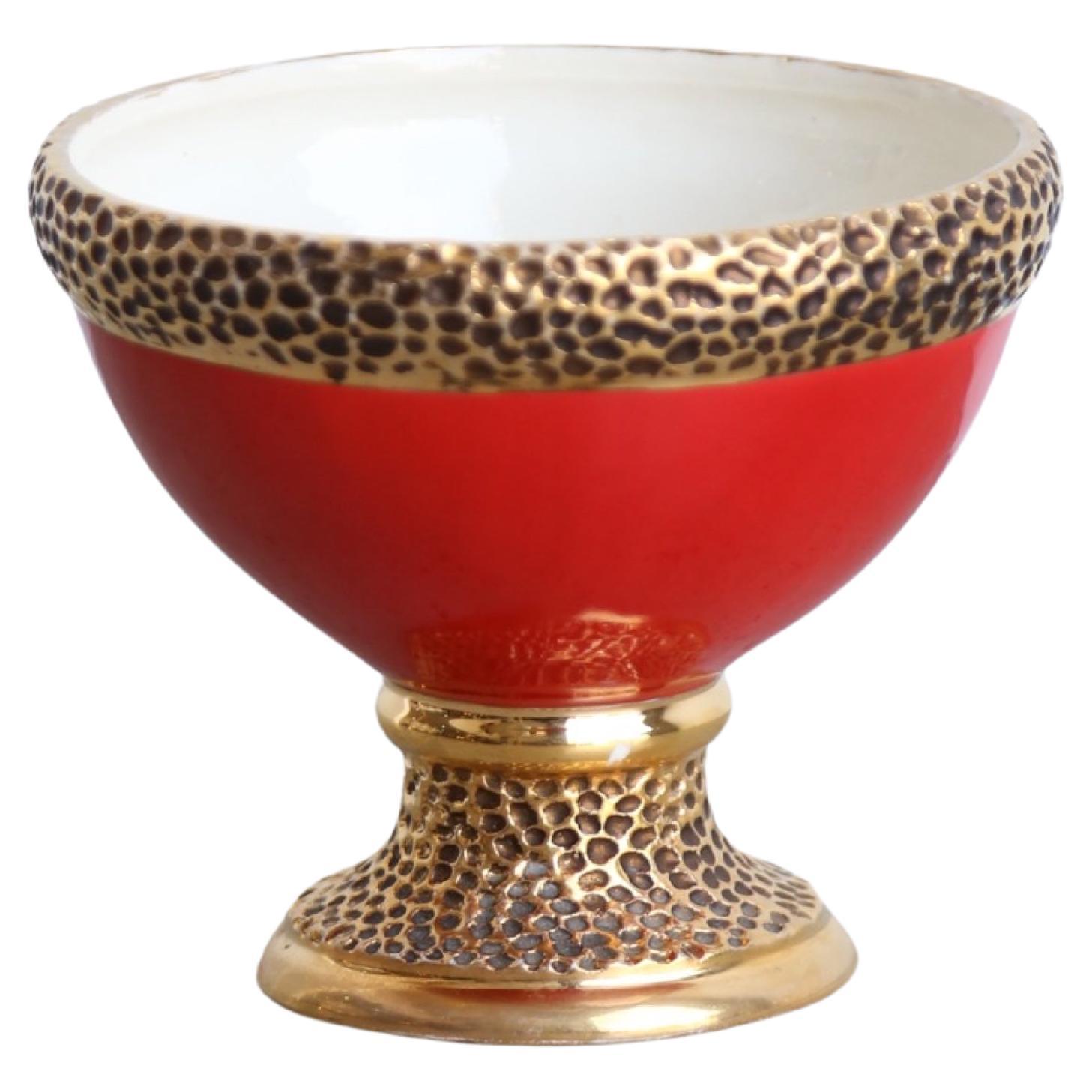 Italian Ceramic Red Bowl by Porcellane Canova Padova Italia For Sale