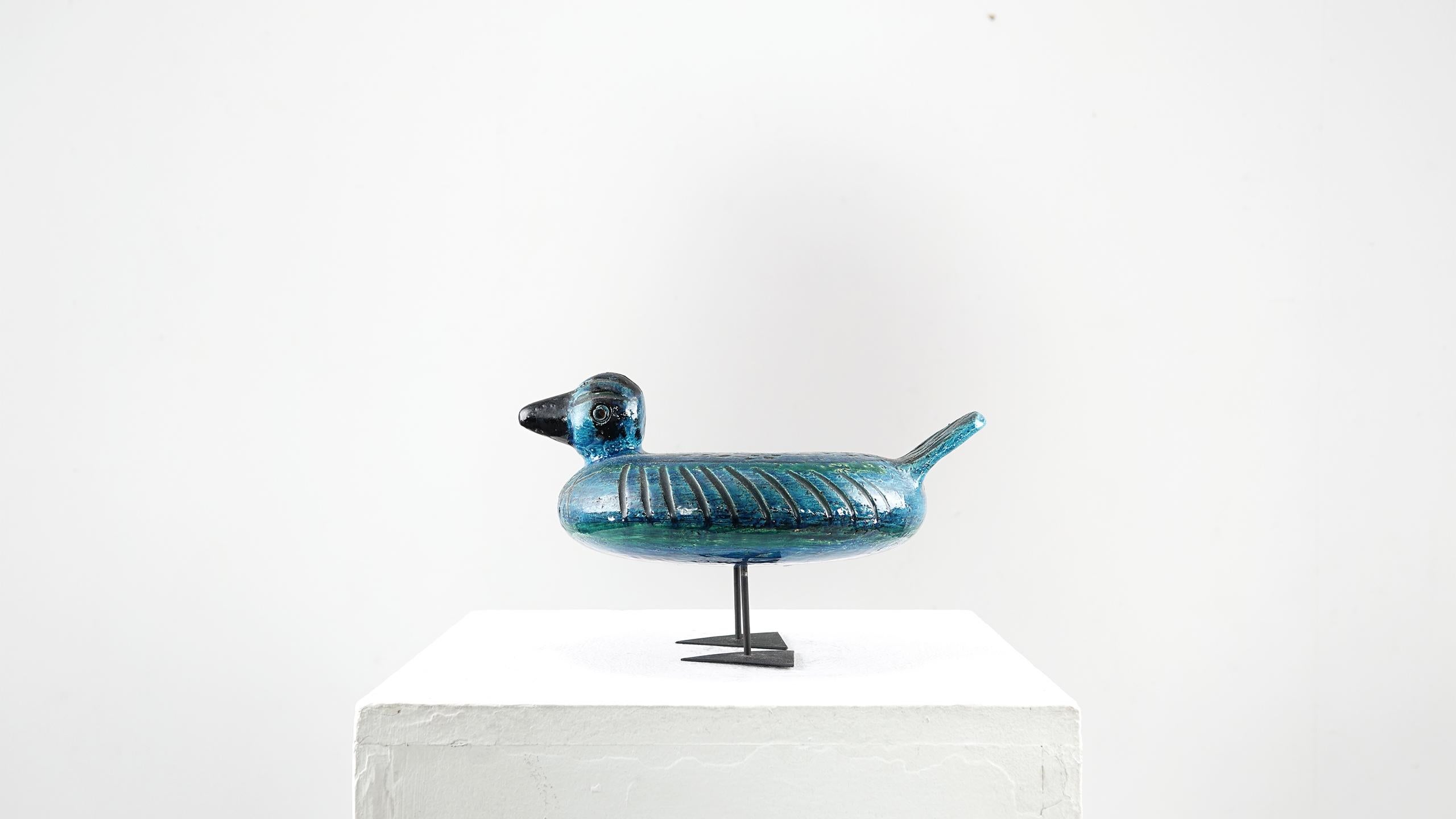 Mid-Century Modern Italian Ceramic Rimini Blue Collection Duck by Aldo Londi Bitossi