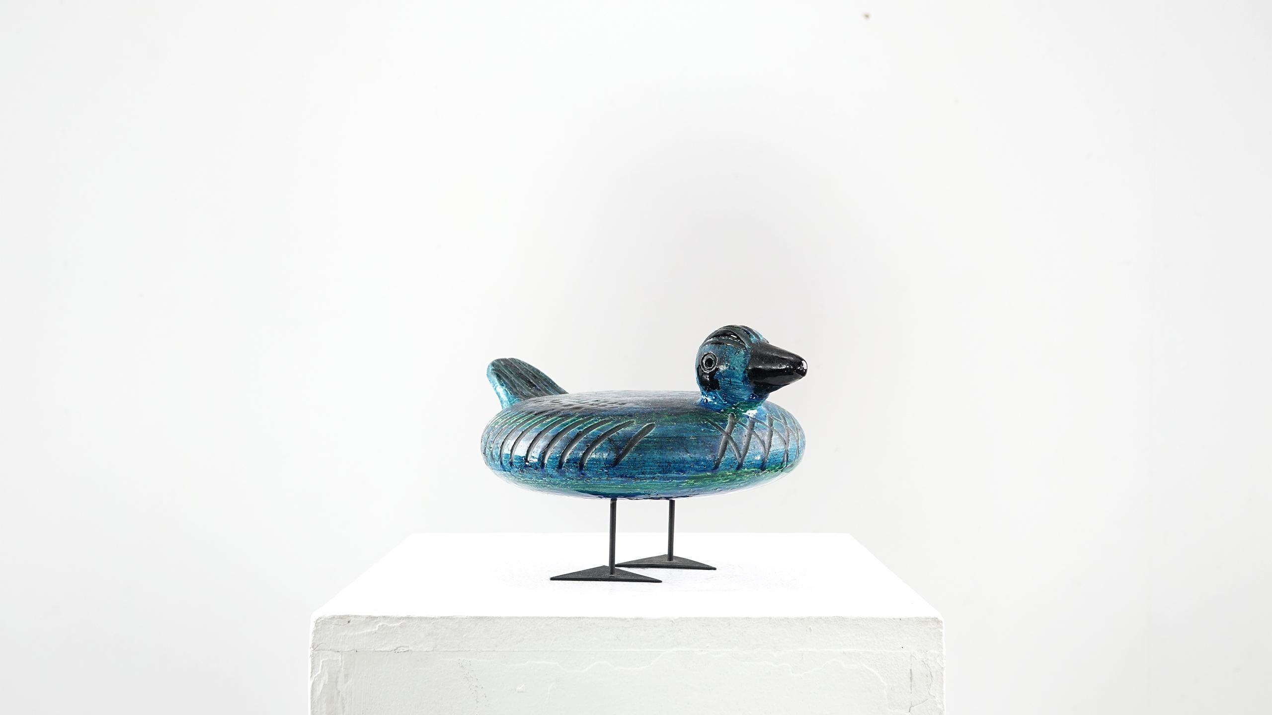 Mid-20th Century Italian Ceramic Rimini Blue Collection Duck by Aldo Londi Bitossi