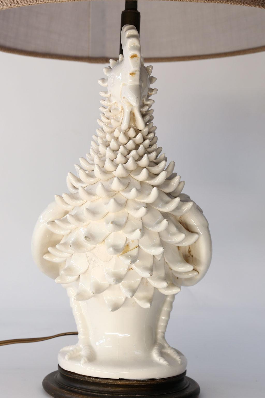 Modern Italian Ceramic Rooster Lamp