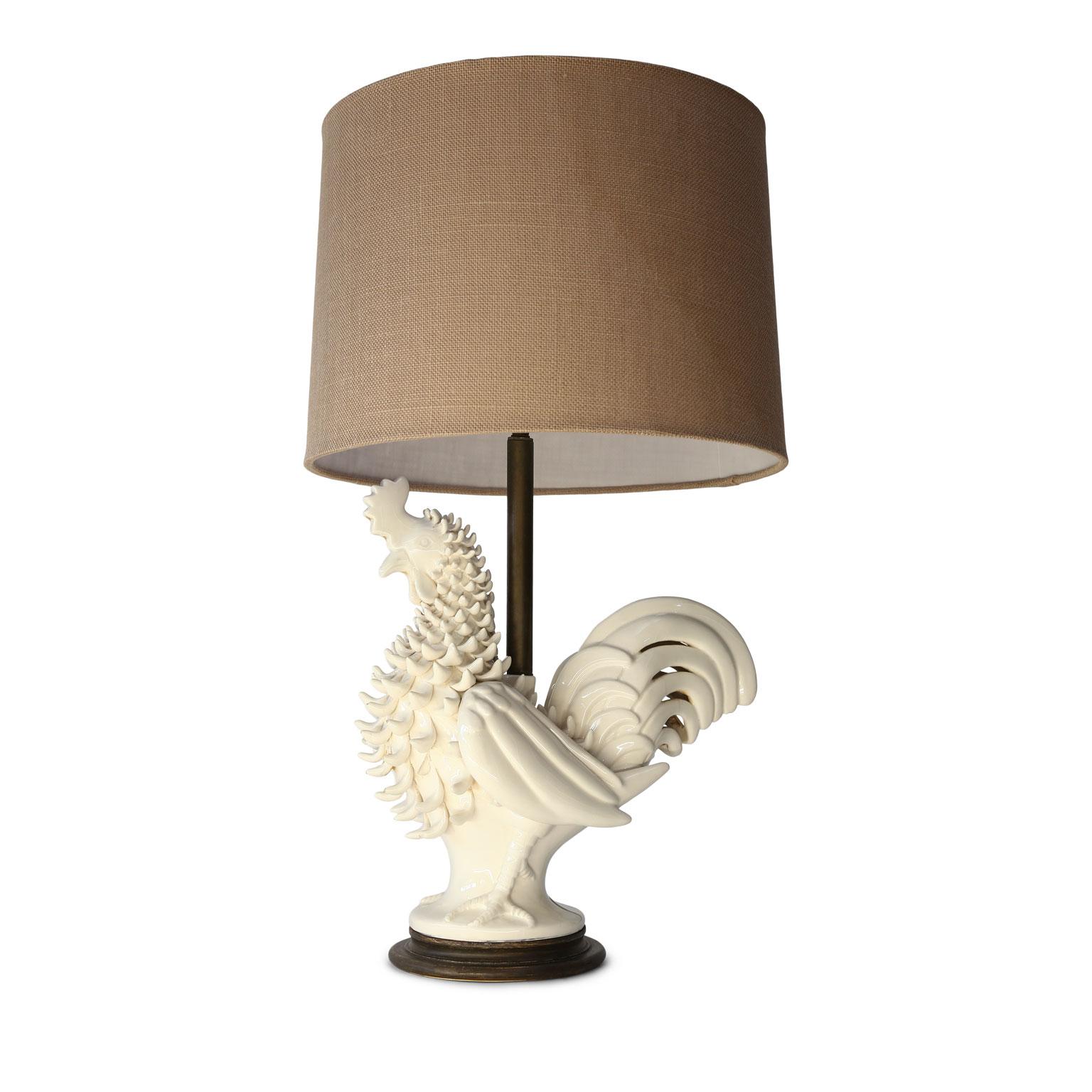 Hand-Painted Italian Ceramic Rooster Lamp