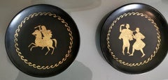 Italian Ceramic Saucers "Bucchero" by C.A. Rossi Gio Ponti Style Gubbio