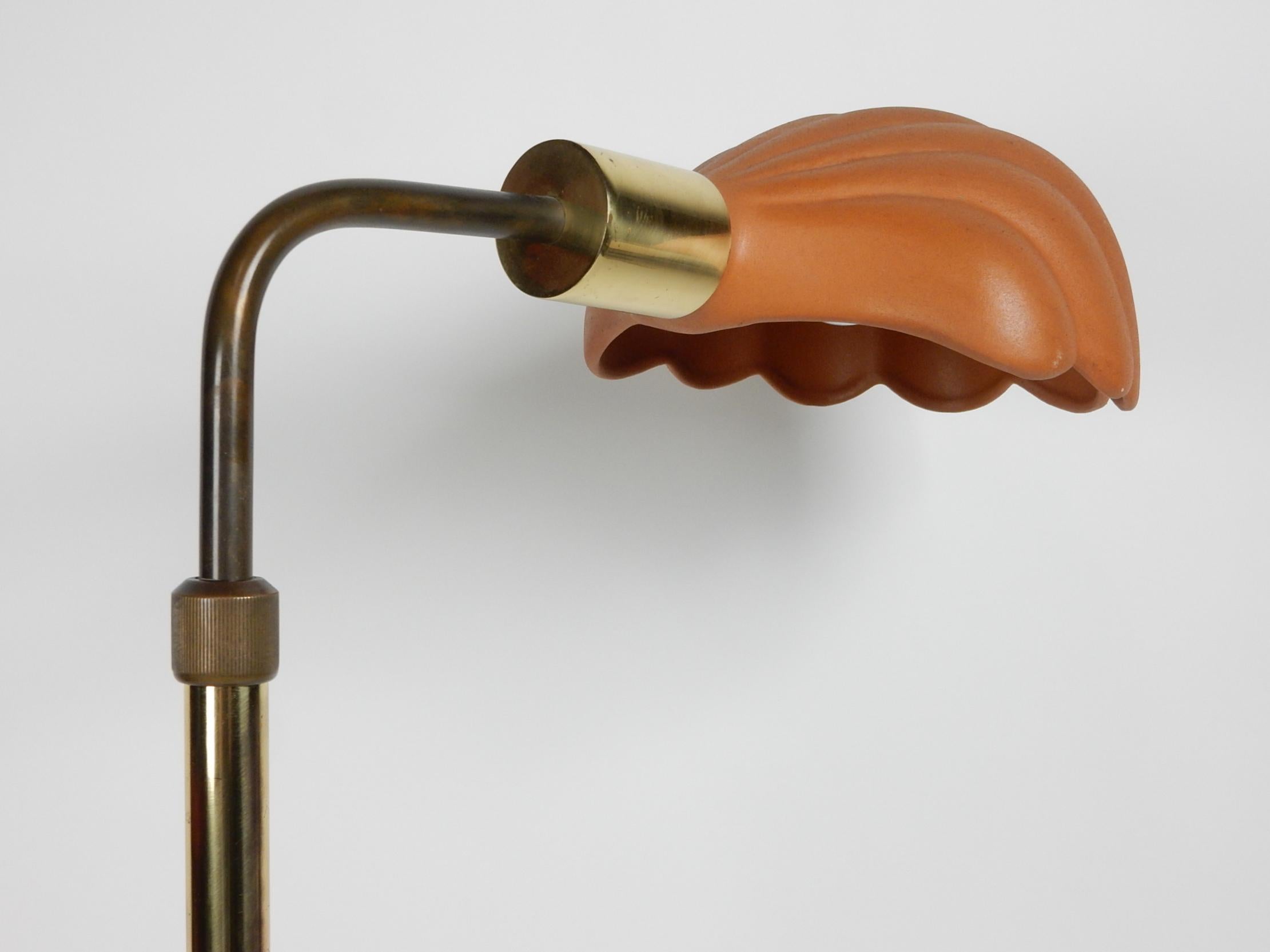 Mid-Century Modern Italian Ceramic Scallop Shell Shade Reading Floor Lamp