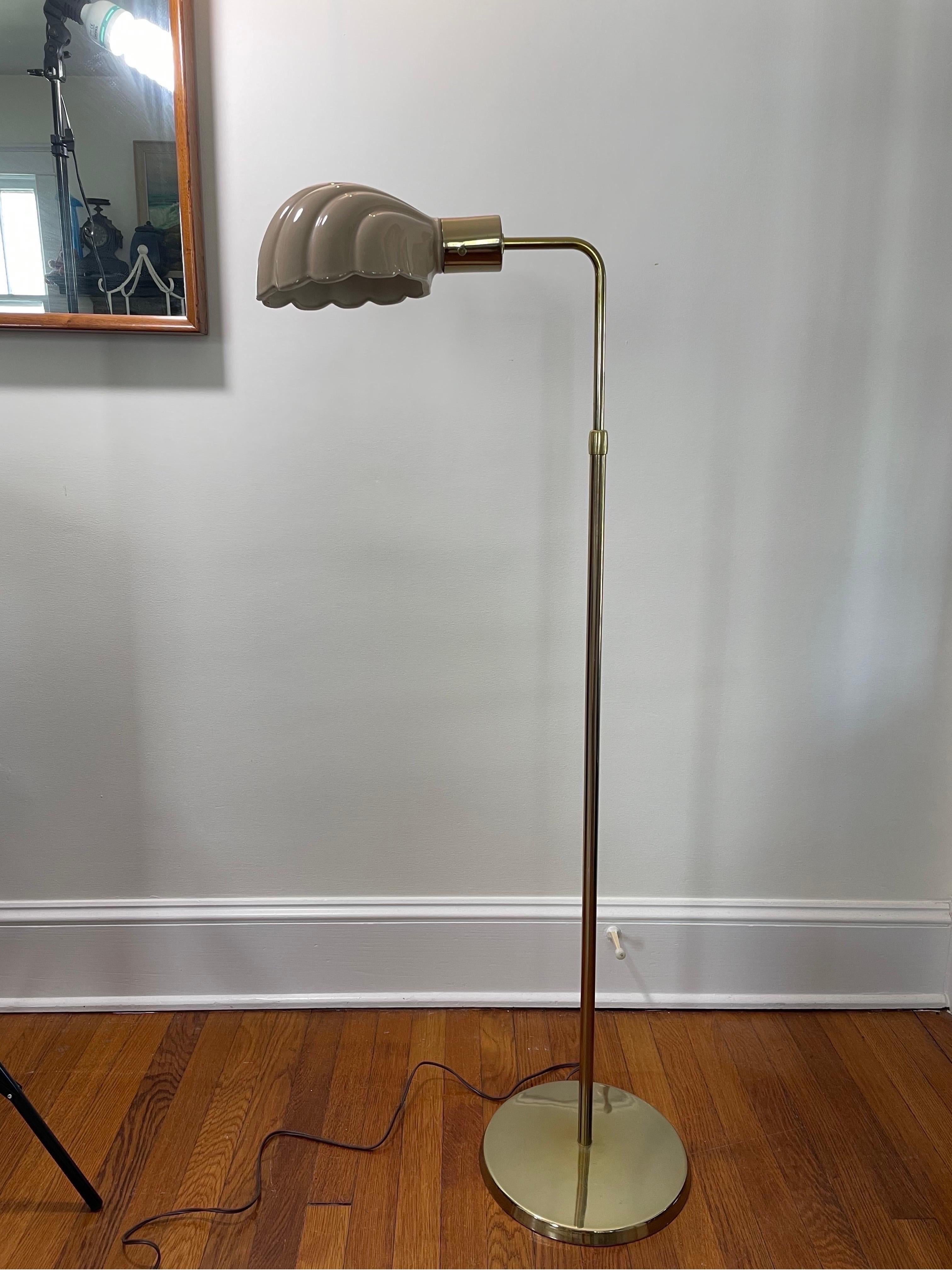 20th Century Italian Ceramic Scallop Shell Shade Reading Floor Lamp