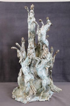 Italian Ceramic Sculpture "Horses", Signed
