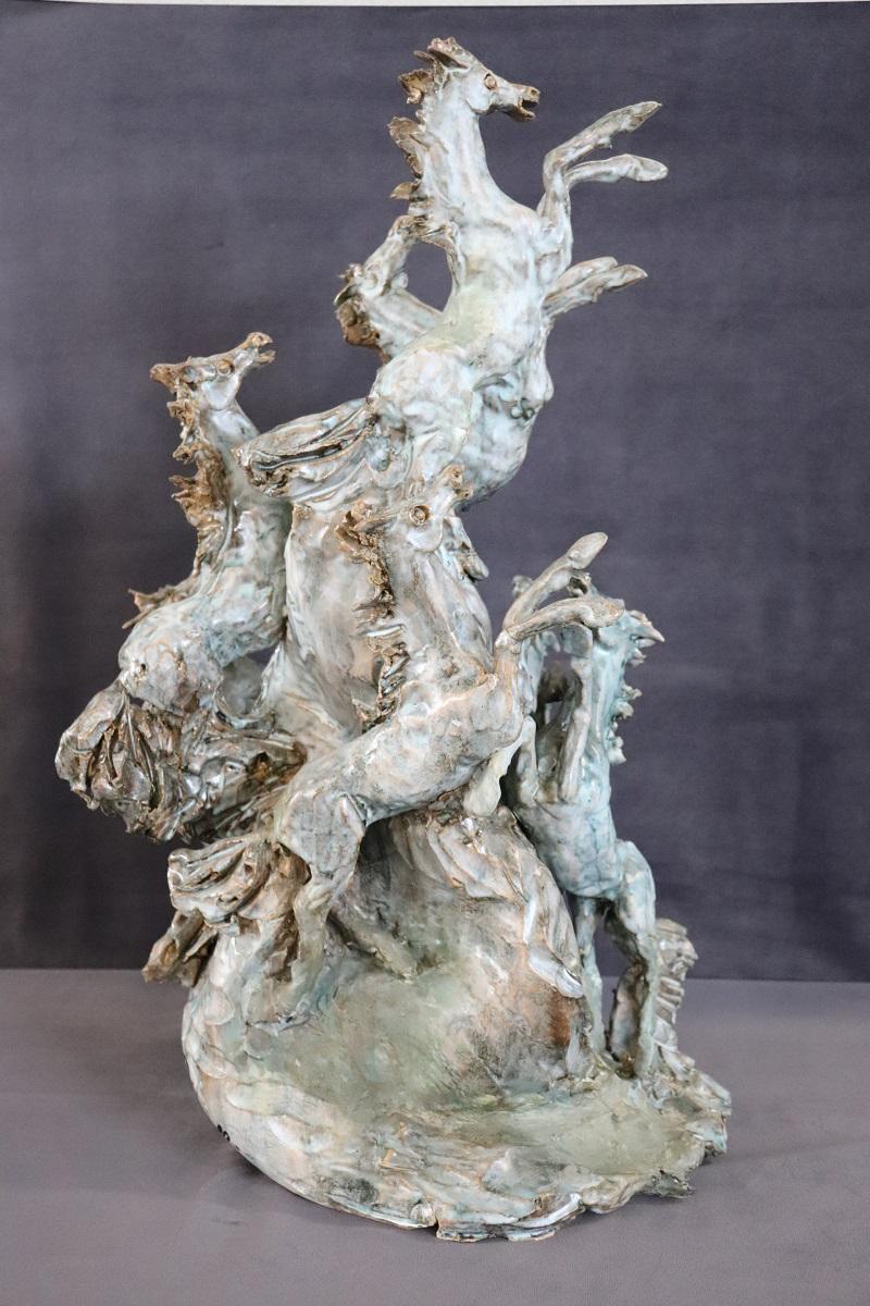 Fin du 20e siècle Sculpture italienne « Chevaux » de Carlo Morelli en vente