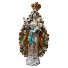 Italian Ceramic Sculpture Madonna Virgin & Child Pattarino 1960s Figure