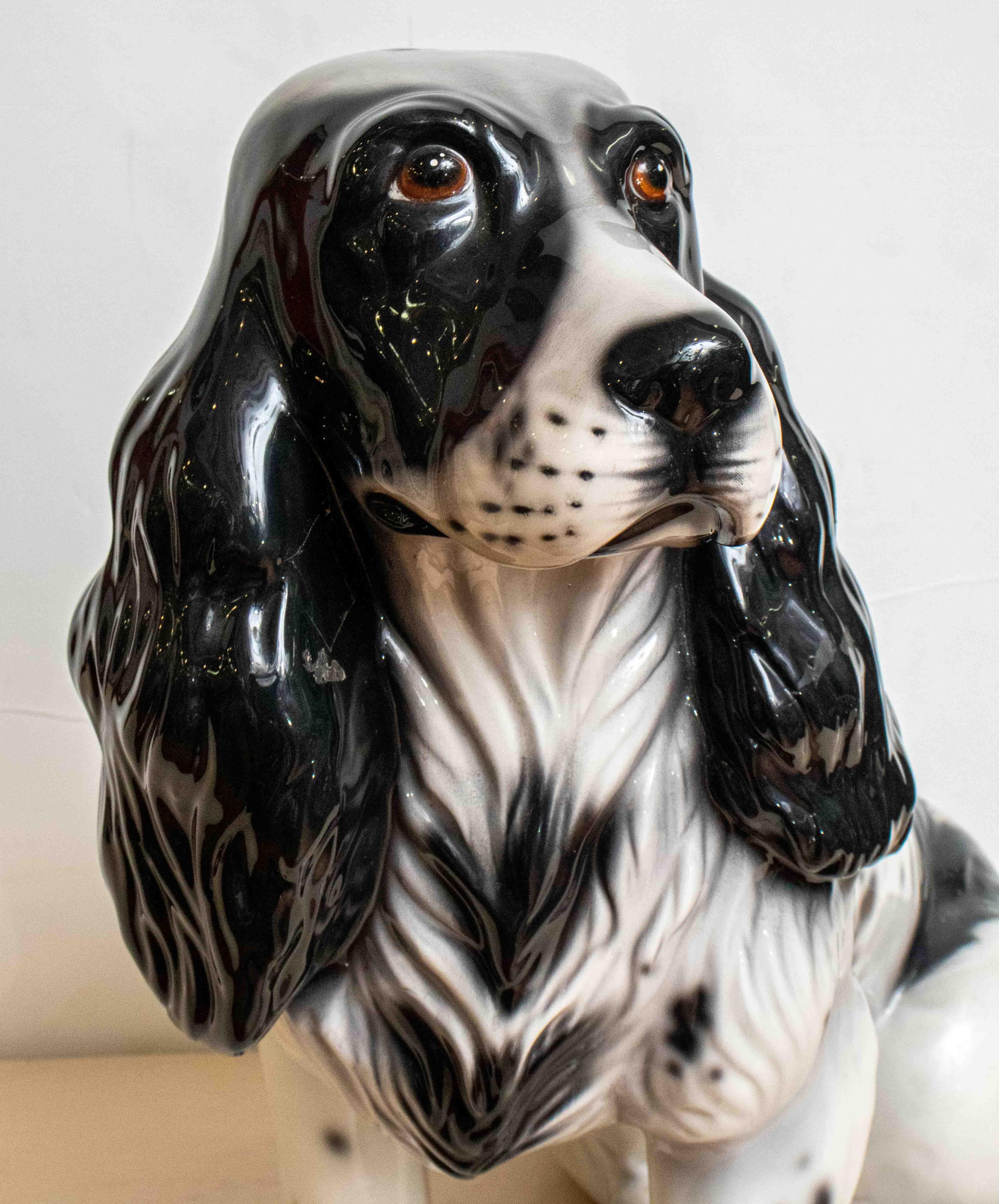 Italian Ceramic Seated Spaniel In Excellent Condition In New York, NY