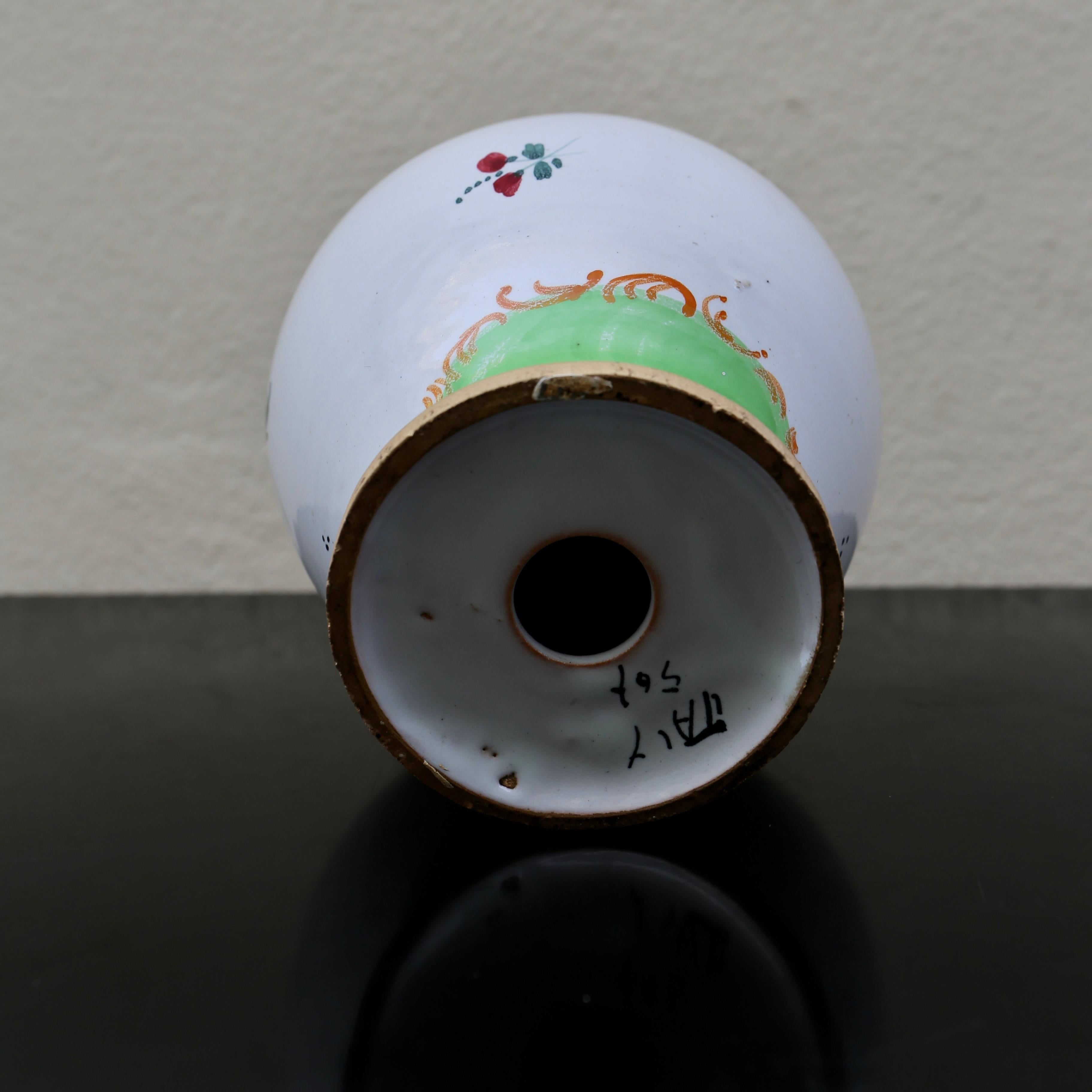 Italienische Keramik-Tischlampe aus Keramik, dekoriert mit Blumen  im Zustand „Gut“ im Angebot in Antwerp, BE
