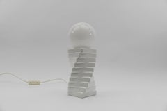 Italian Ceramic Table Lamp with a Milk Glass Ball Shade, 1960s