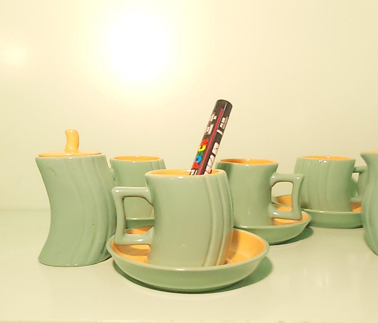 Mid-Century Modern Italian Ceramic Tea Set ‘Memphis’ by Massimo Iosa Ghini for Naj Oleari, 1985