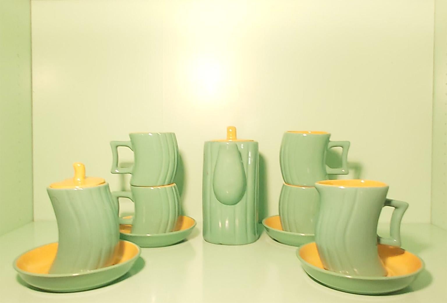 Italian Ceramic Tea Set ‘Memphis’ by Massimo Iosa Ghini for Naj Oleari, 1985 In Excellent Condition In Milano, IT