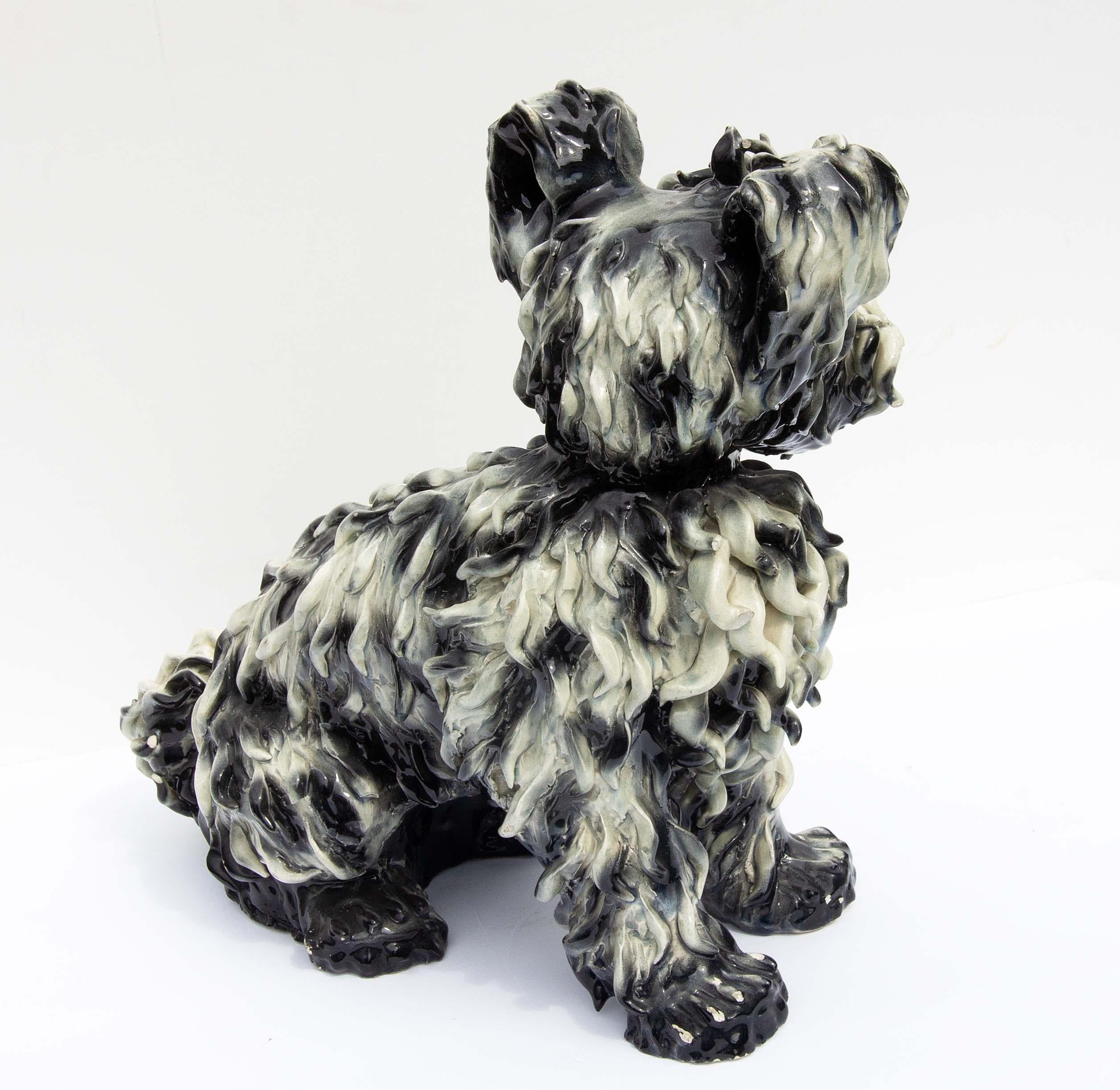 Italian ceramic terrier. 1950s. Very Hollywood Regency.