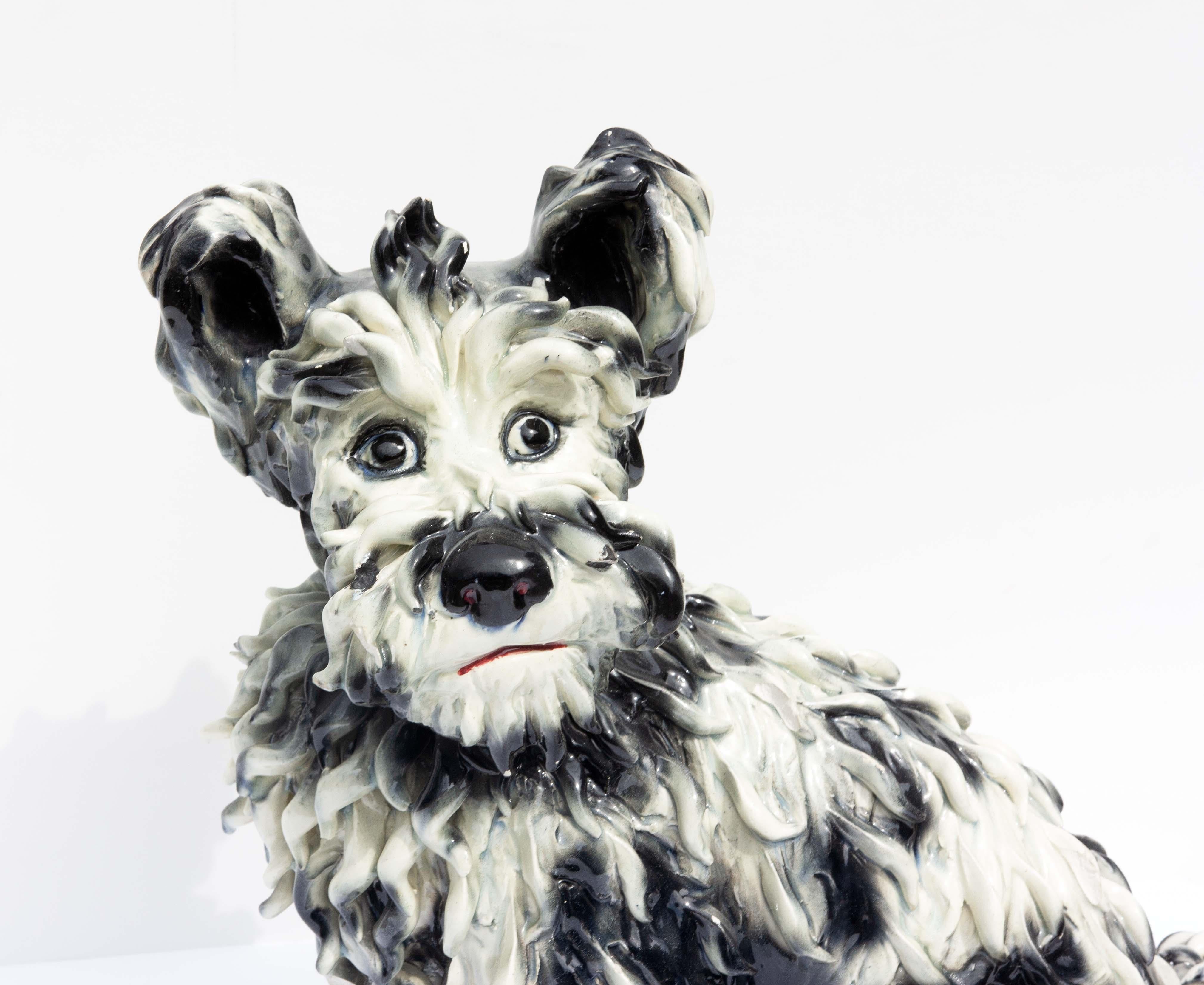 Italienischer Keramik-Terrier mit Hund, Vintage, 1950er Jahre (Moderne der Mitte des Jahrhunderts) im Angebot