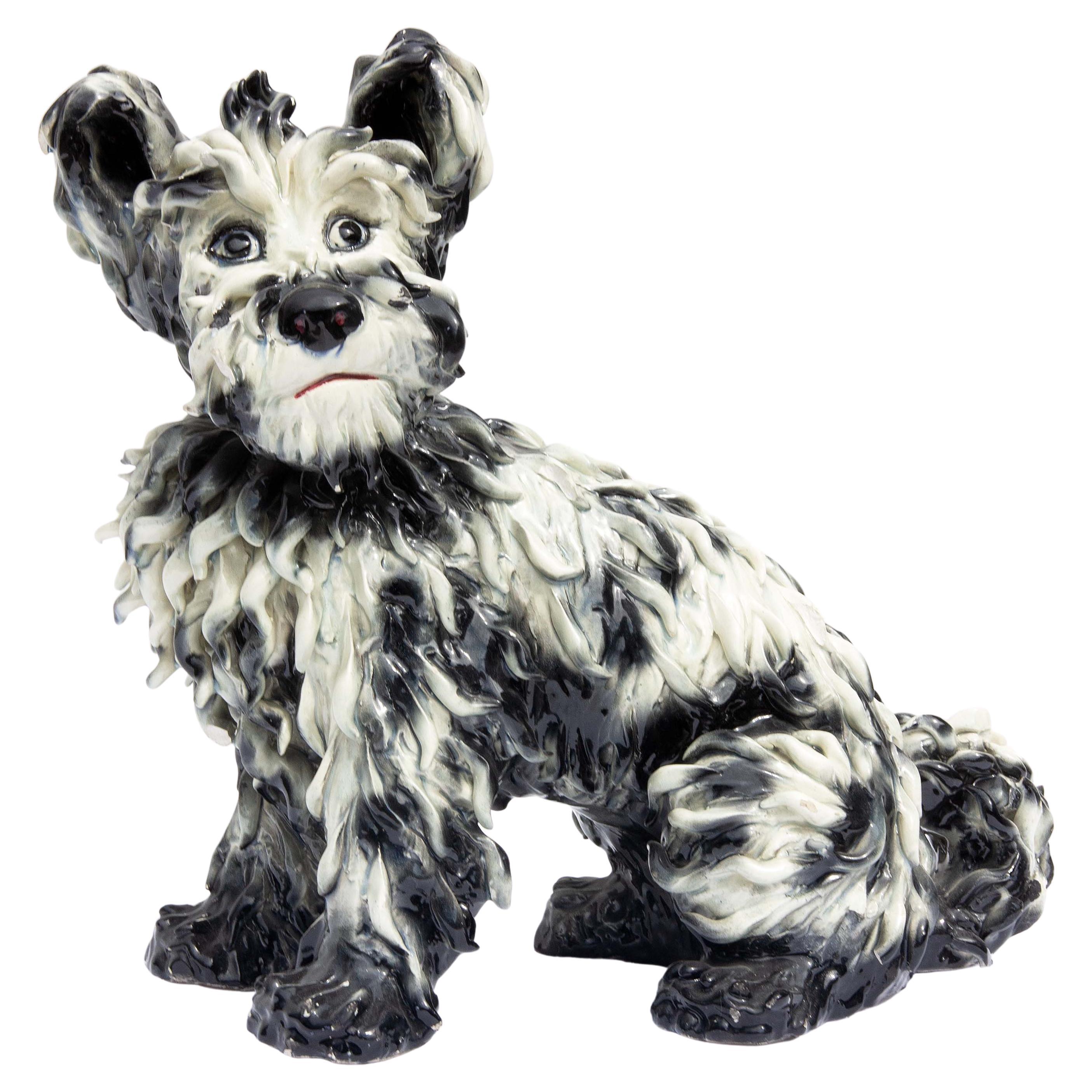 Perro Terrier de cerámica italiana Vintage, años 50