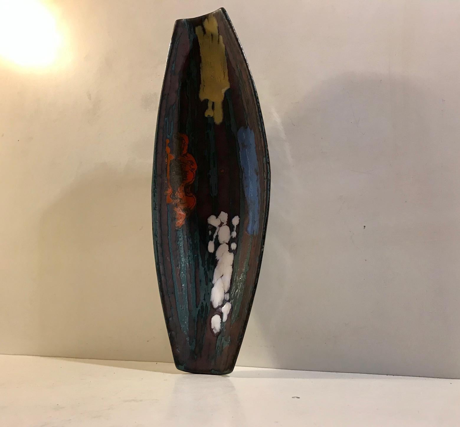 Italian Ceramic Tray with Abstract Glazes, 1960s In Good Condition For Sale In Esbjerg, DK