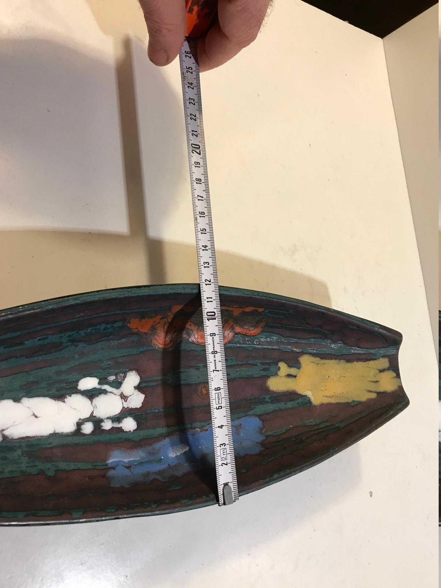 Pottery Italian Ceramic Tray with Abstract Glazes, 1960s For Sale