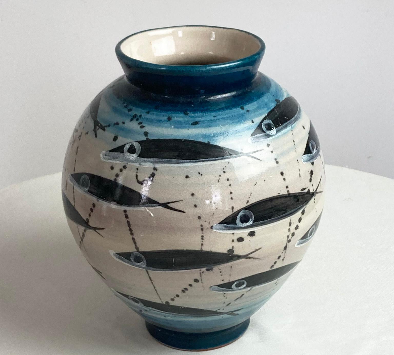 Italian Ceramic Vase ’Alici’ by Ceramist Lucio Liguori, Vietri Sul Mare Amalfi In Excellent Condition In Milano, IT