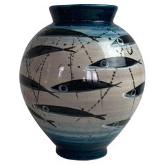 Italian Ceramic Vase ’Alici’ by Ceramist Lucio Liguori, Vietri Sul Mare Amalfi