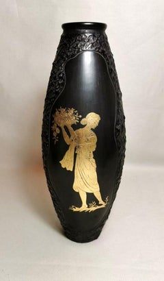 Italian Ceramic Vase "Bucchero" by C.A.Rossi Gio Ponti Style Gubbio