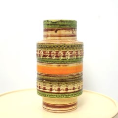 Mid Century Italian Yellow Green Orange Ceramic Vase by Bitossi, 1950s