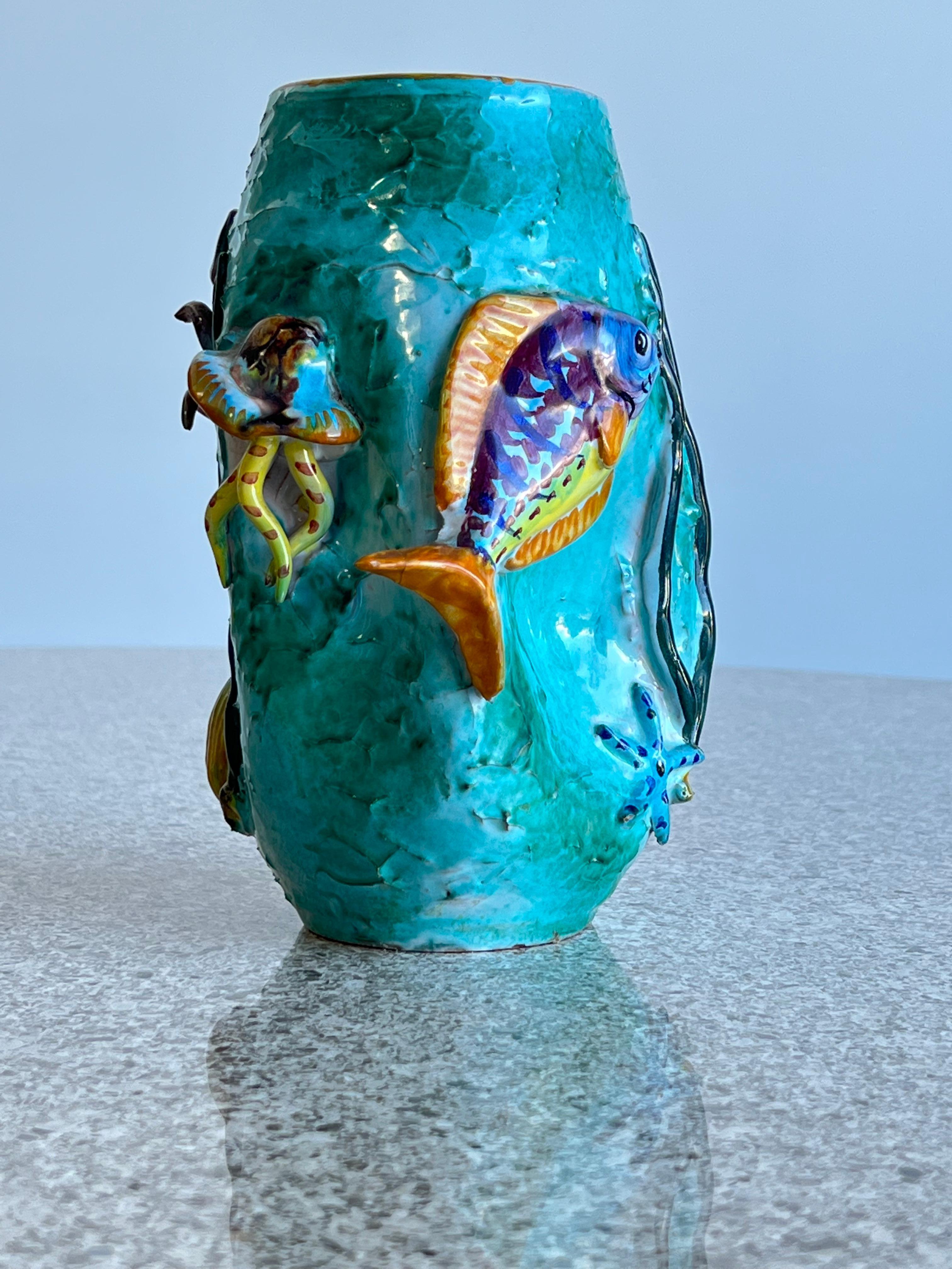 Hand-Painted Italian Ceramic Vase by Ravello 