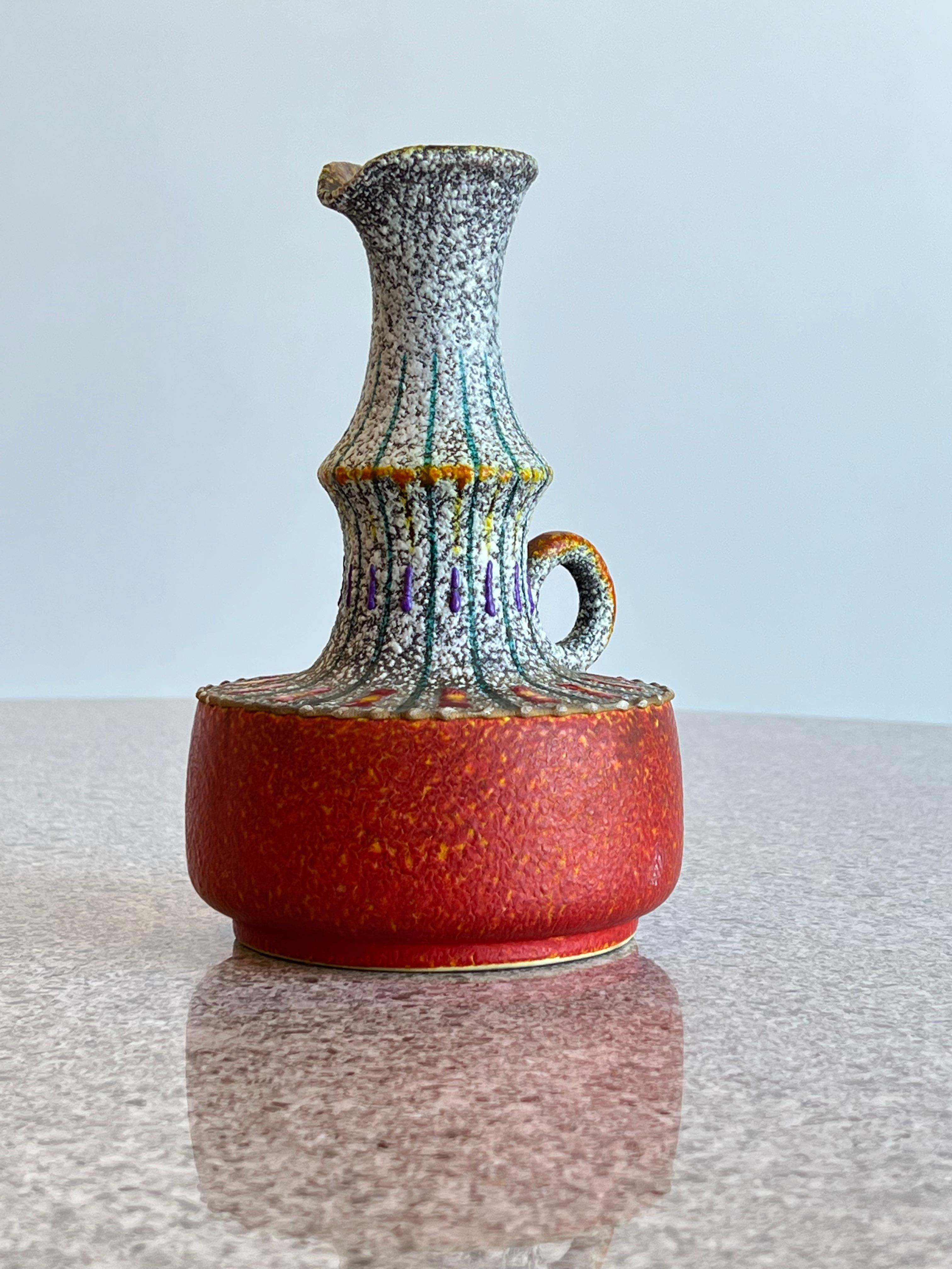 Hand-Painted Italian Ceramic Vase by Roberto Rigon  For Sale