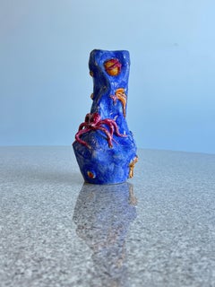 Vaso in ceramica italiana di metà secolo dipinto a mano di Vittorio Acabbo, 1971