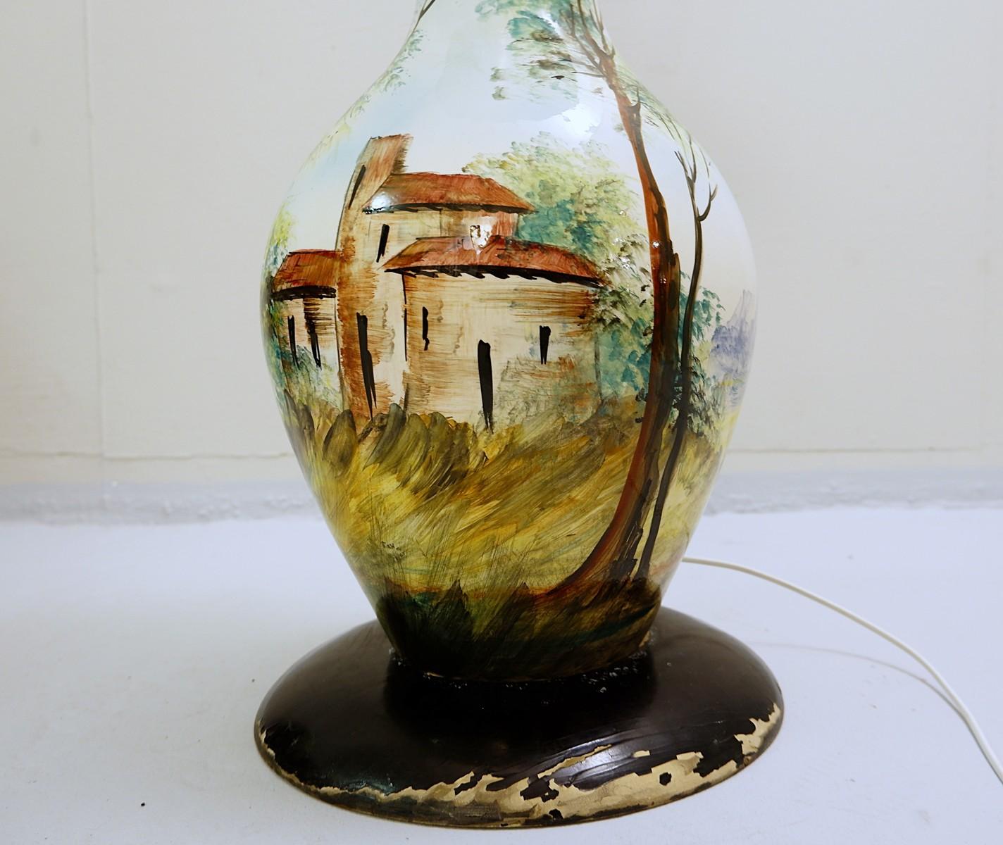 Mid-20th Century Italian Ceramic Vase Flowers Floor Lamp For Sale