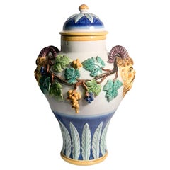 Antique Italian Ceramic Vase from Imola, Sculpted and Hand Painted in 1898