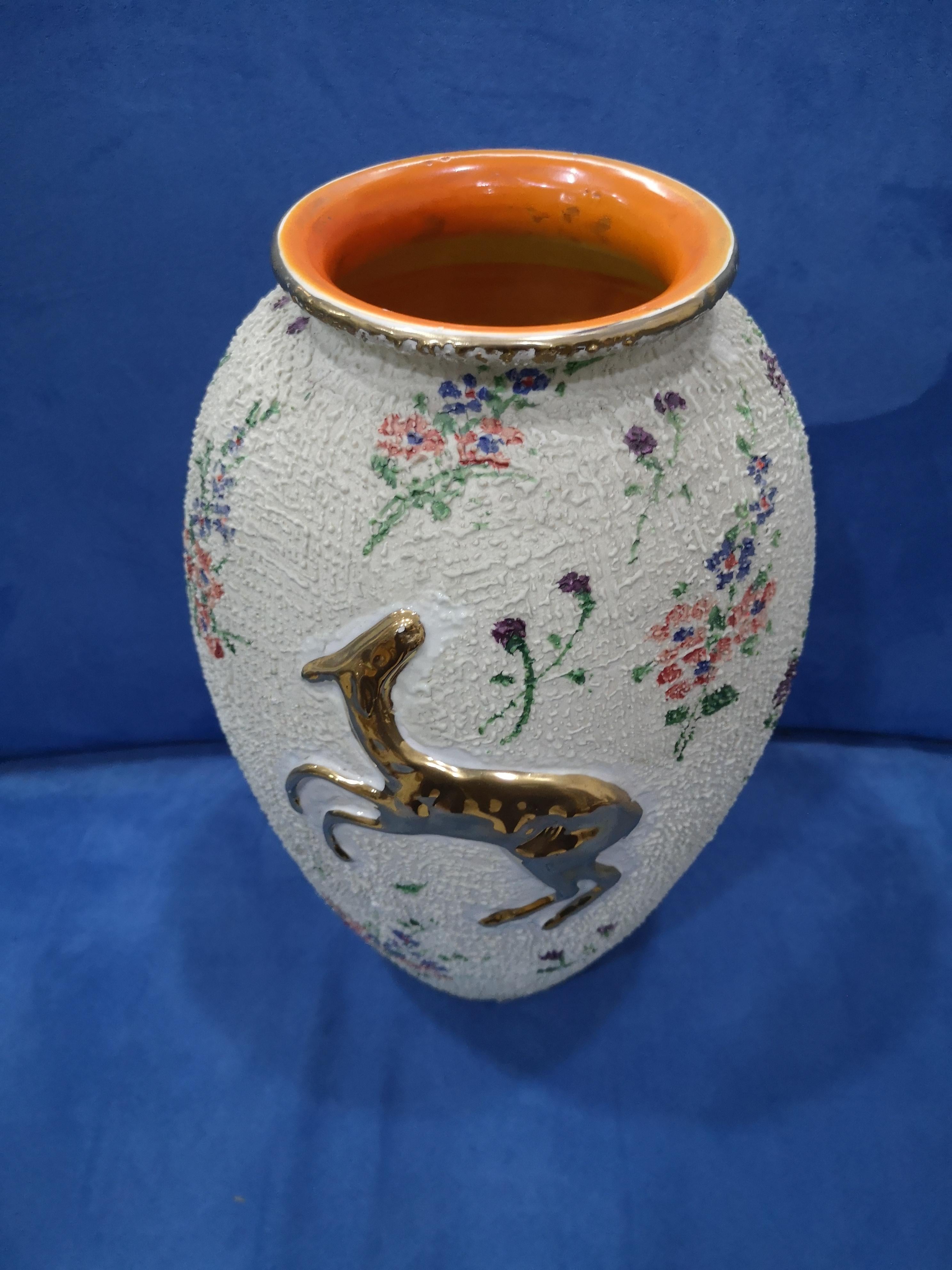 Italian ceramic vase H cm 36 - 1950s Adolfo Brunelli - Faci -Civita Castellana In Good Condition In Catania, IT