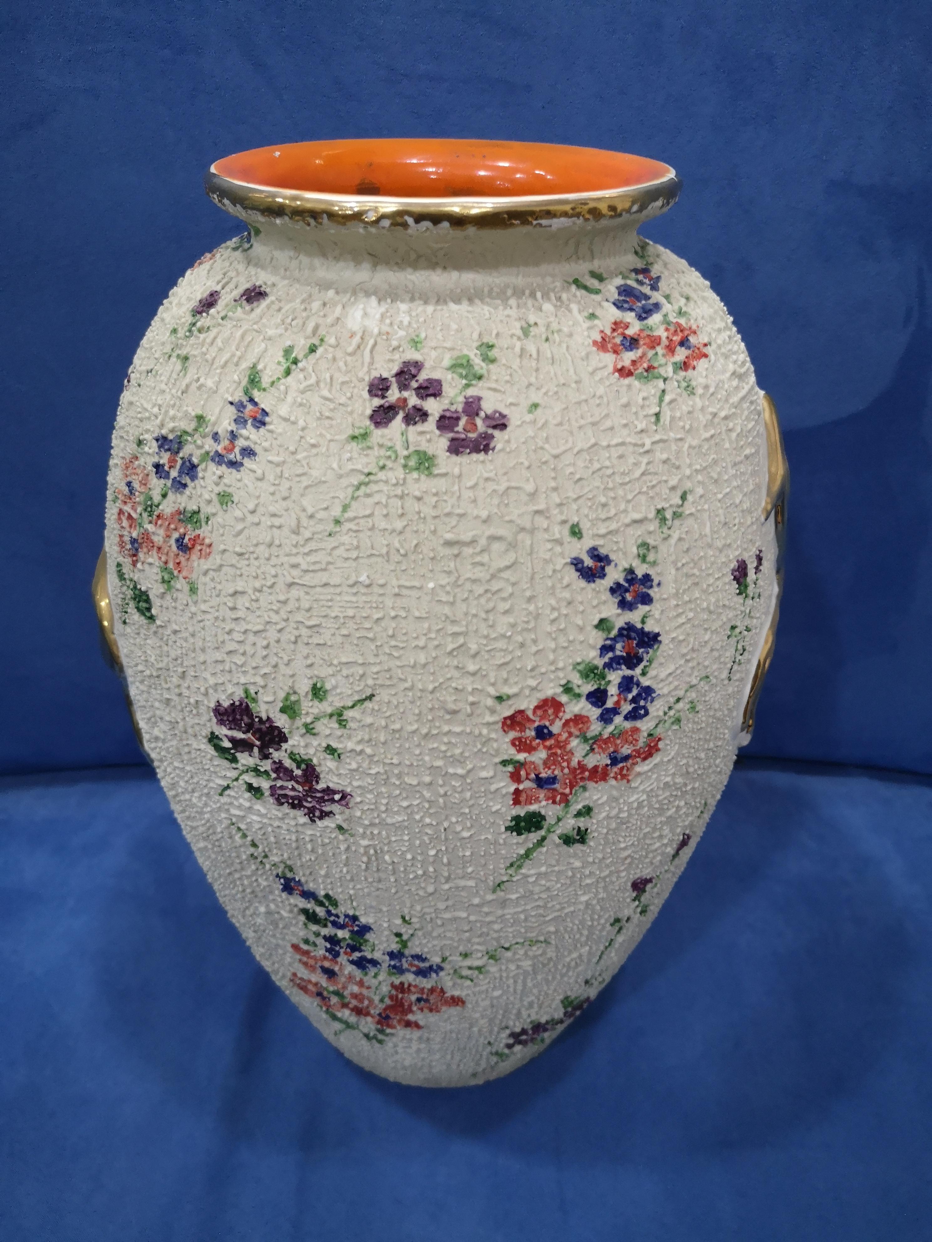 Mid-20th Century Italian ceramic vase H cm 36 - 1950s Adolfo Brunelli - Faci -Civita Castellana