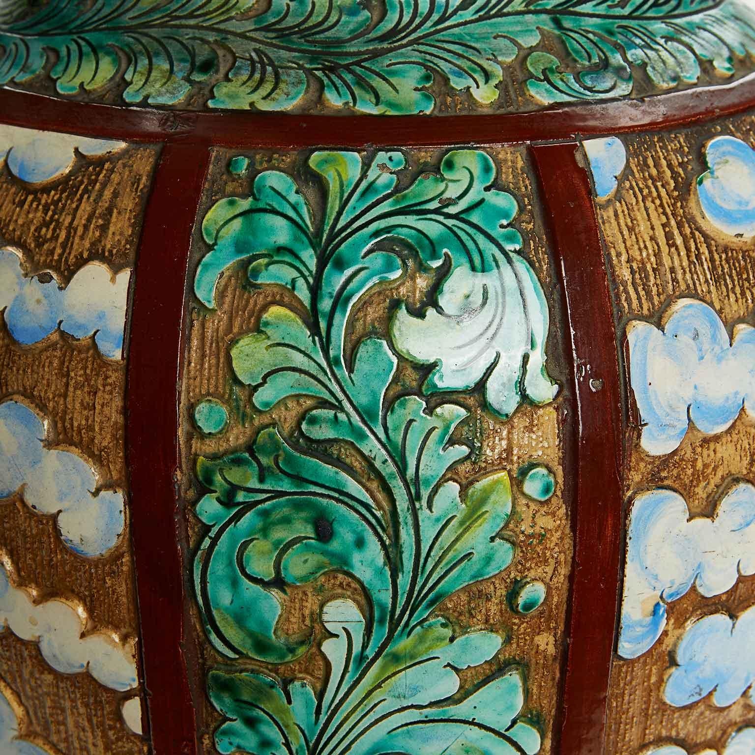 20th Century Italian Ceramic Vase with Marina and Vessels Umbrella Stand Perugia 1952 For Sale