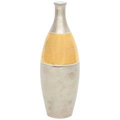 Alvino Bagni Vase, Ceramic, Metallic Platinum, Gold, Signed