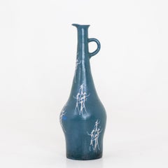 Italian Ceramic Vase, Mid-20th Century, Blue Overlay, Decorative Art