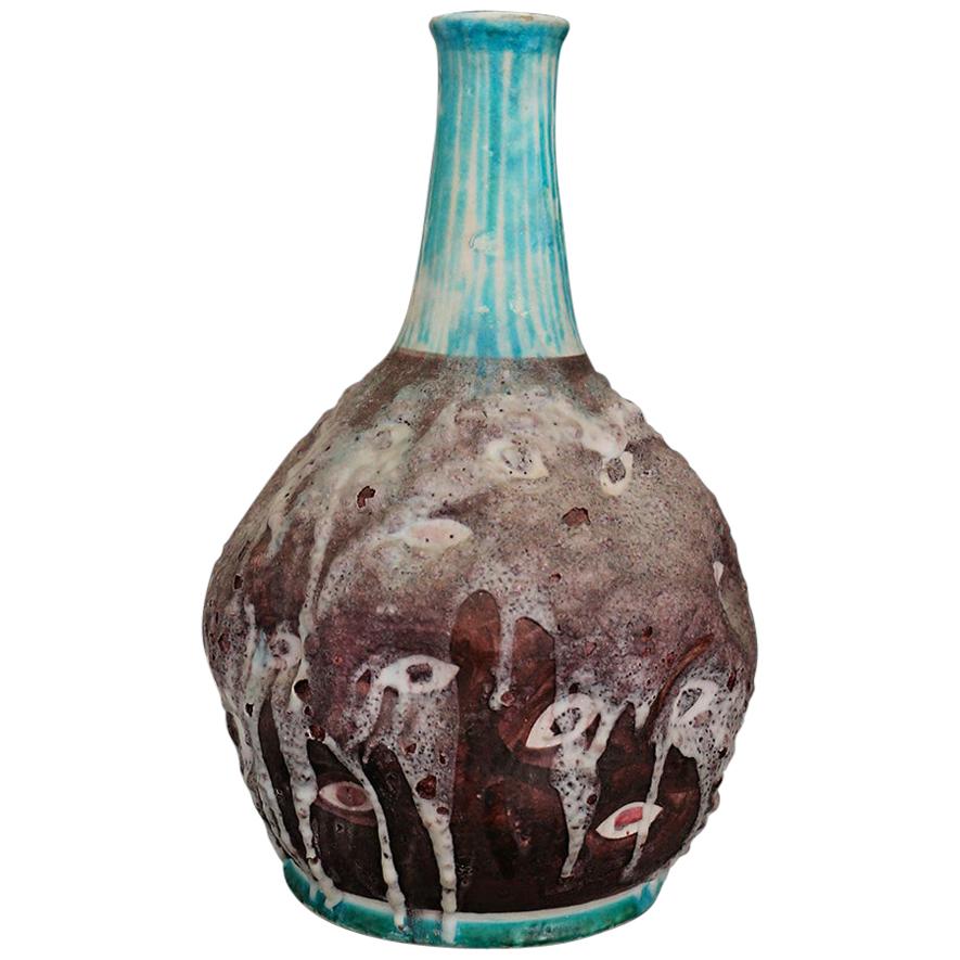 Italian Ceramic Vase Midcentury Enamelled by C.A.S. Vietri, Italy, 1950s