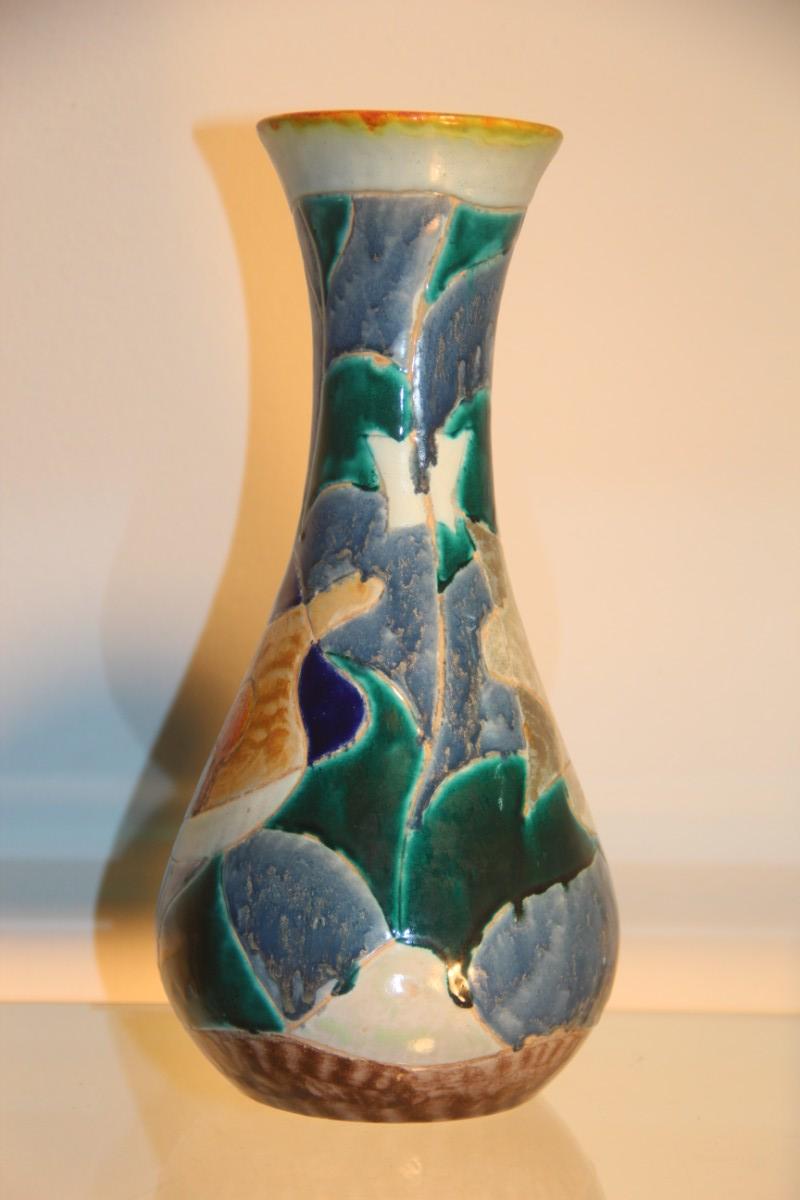 Italian ceramic vase multi-color MGA Albisola Ceramics of Art 1950s, Albisola manufactory of notable historical importance.