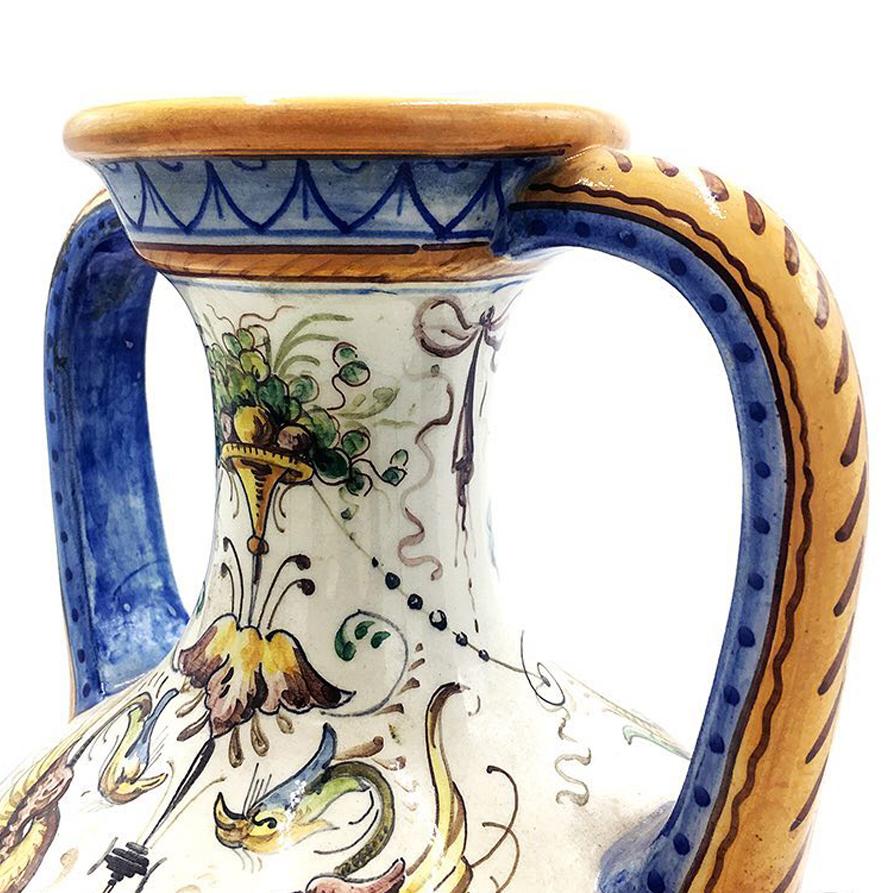 Classical Roman Italian Ceramic Vase Painted with a Raphaelesque Motif, 1960s