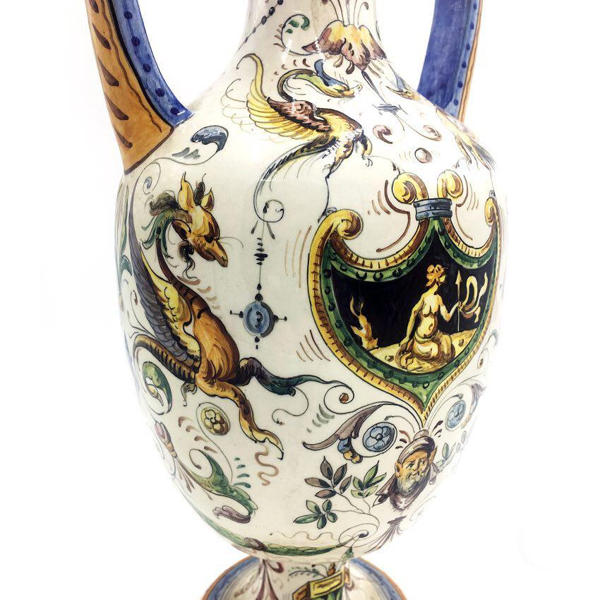 Mid-20th Century Italian Ceramic Vase Painted with a Raphaelesque Motif, 1960s