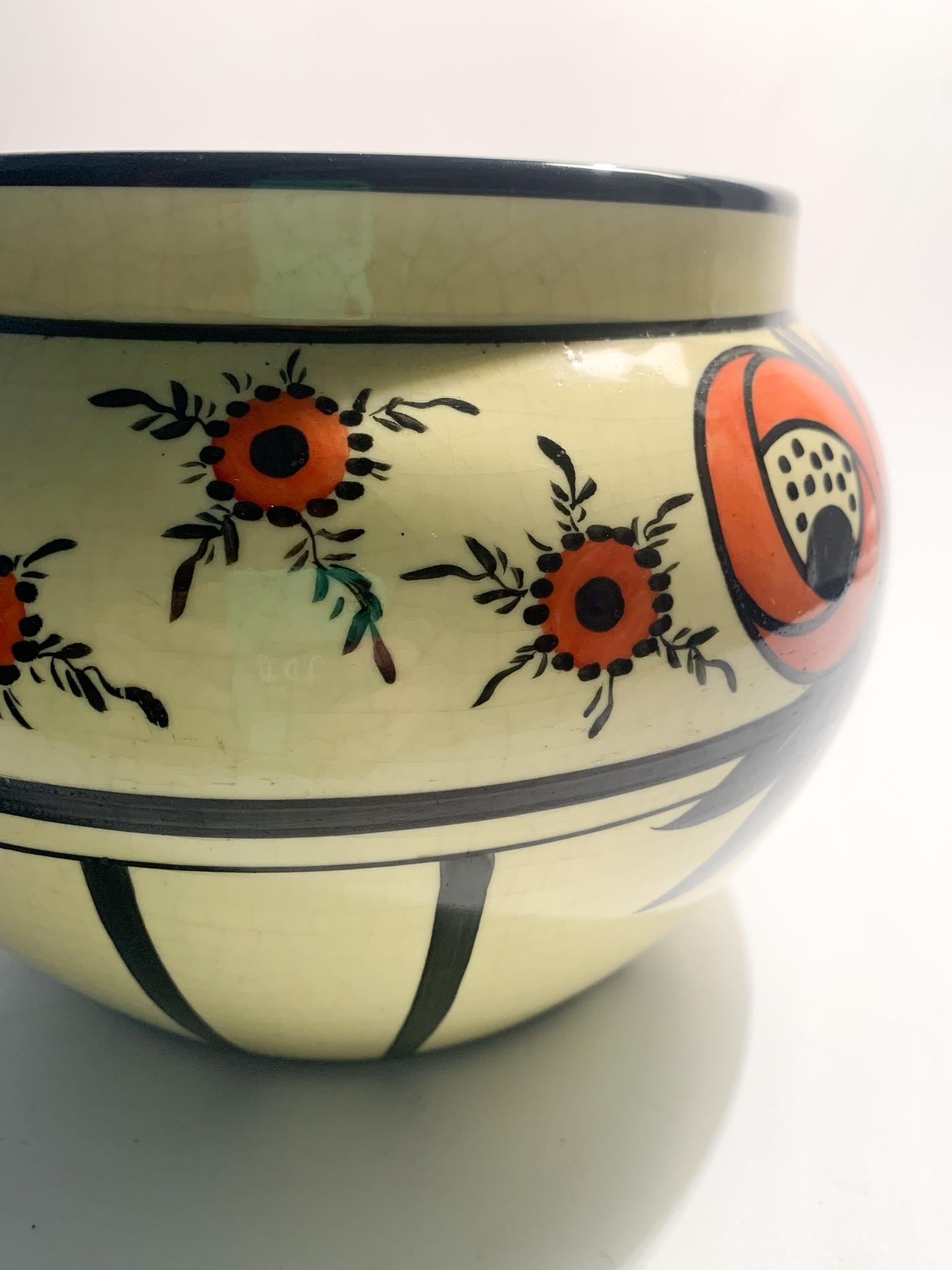 Art Nouveau Italian Ceramic Vase S.C. Richard Yellow and Orange 1800 For Sale