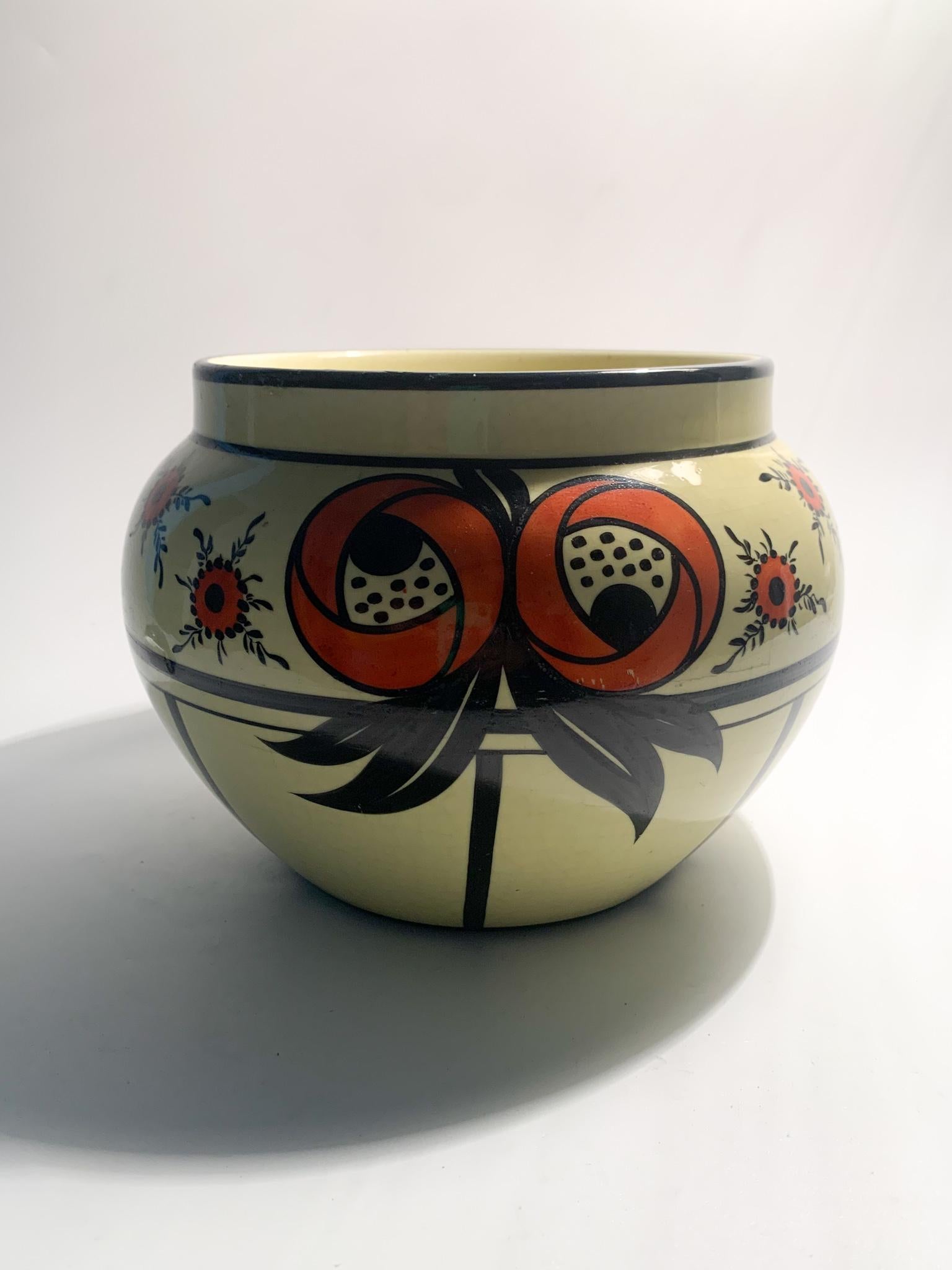Italian Ceramic Vase S.C. Richard Yellow and Orange 1800 For Sale 1