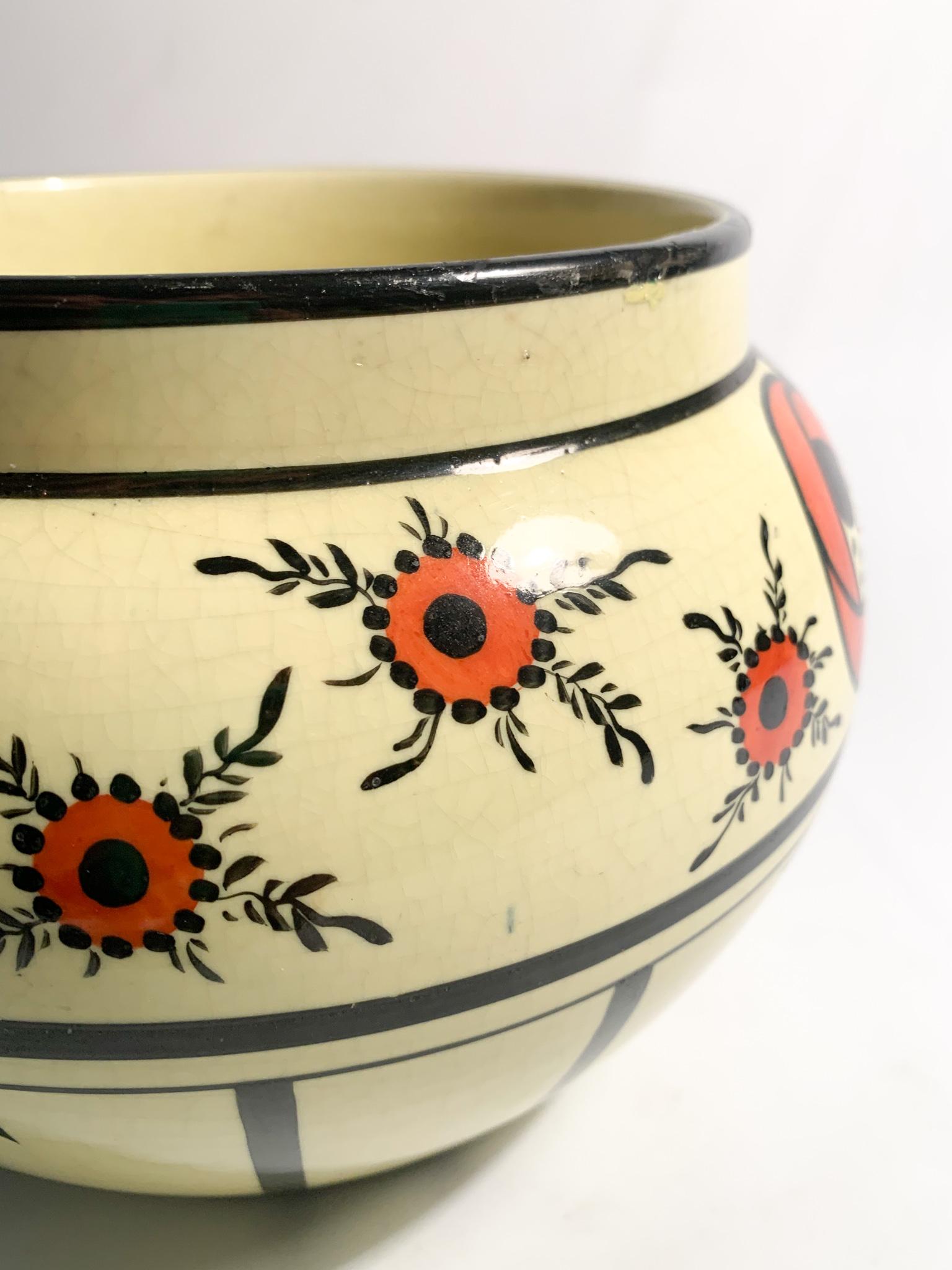 Italian Ceramic Vase S.C. Richard Yellow and Orange 1800 For Sale 3