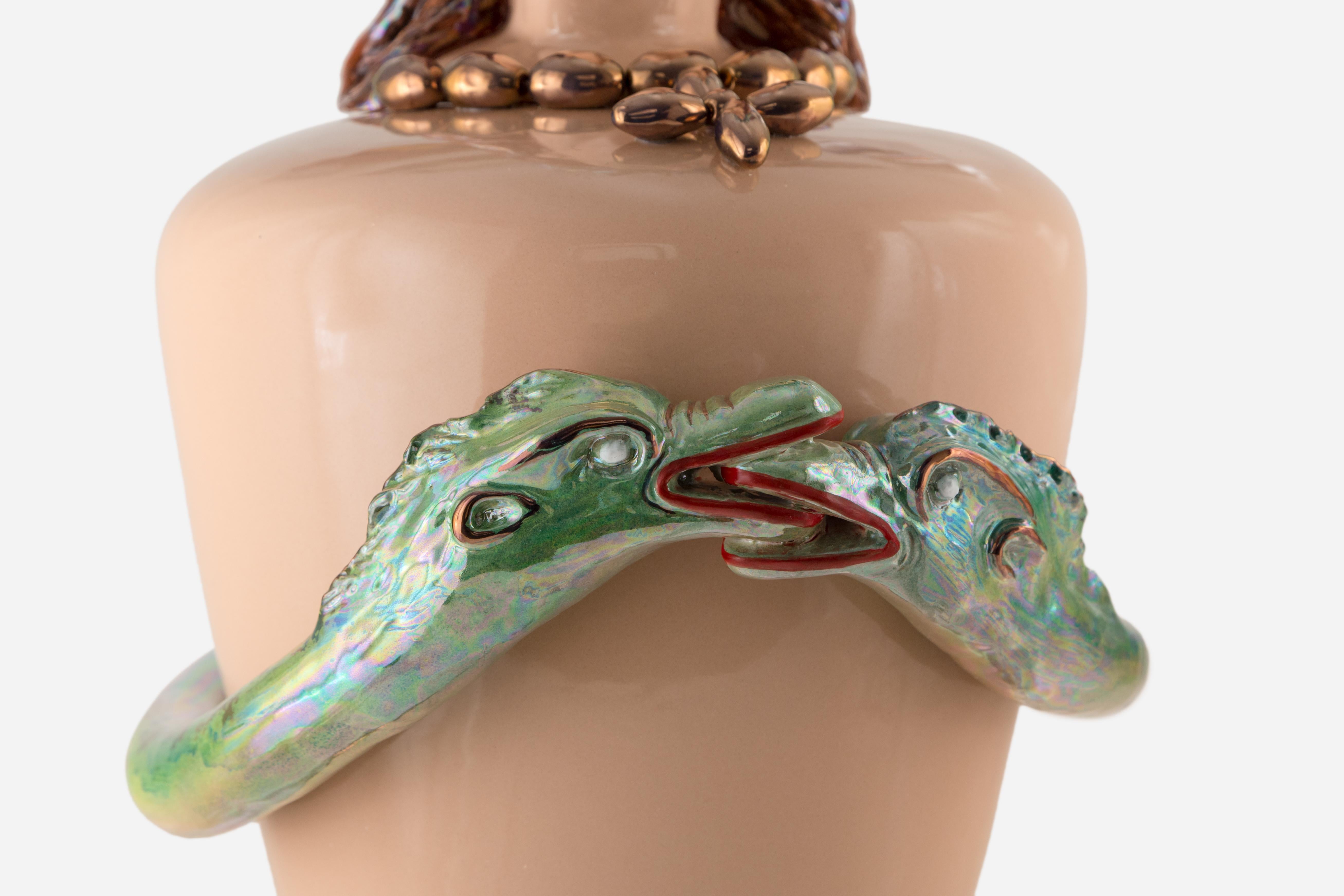 Italian Ceramic Vase, the Slave by Vito Nesta In Excellent Condition For Sale In Milano, Lombardia