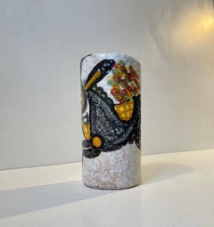 Italian Ceramic Vase with Donkey in the Style of Guido Gambone